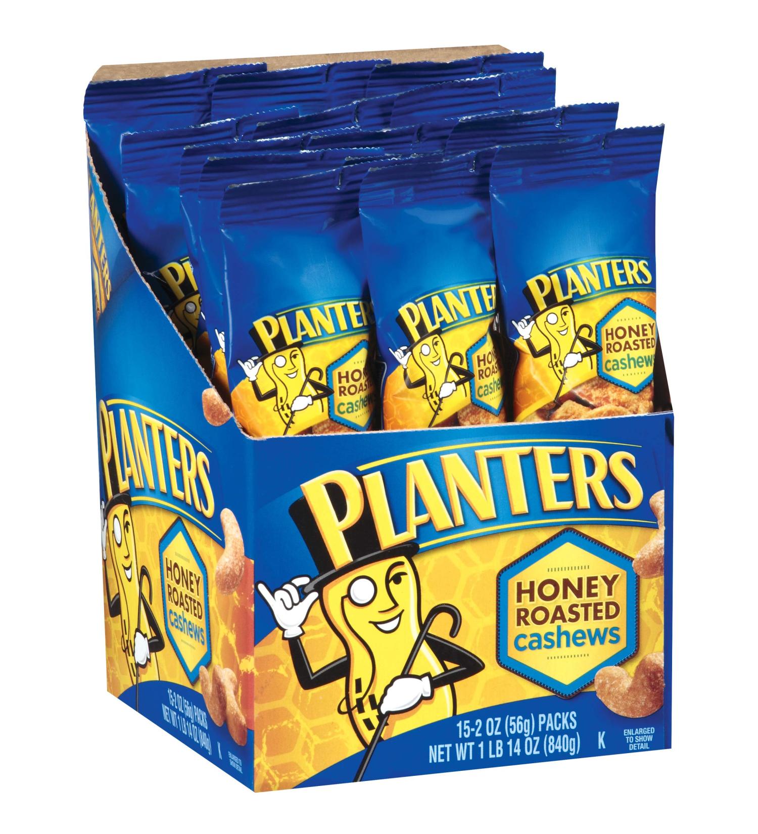Planters Cashews 2 oz Honey Roasted Super Tube Nuts, 15-Count Pack - Buy Online on GoSupps.com