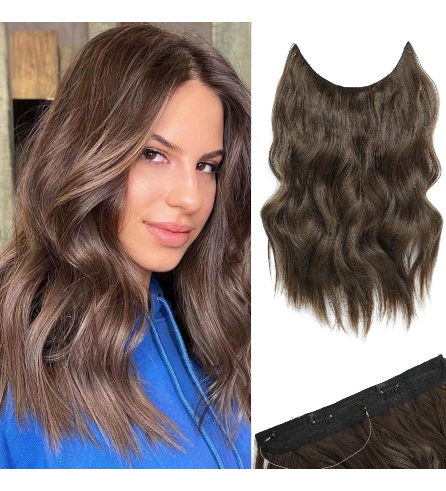 Ms Taj Brown Halo Hair Extensions - 12 Inch Synthetic Curly Hair Pieces for Women - Buy Online on GoSupps.com