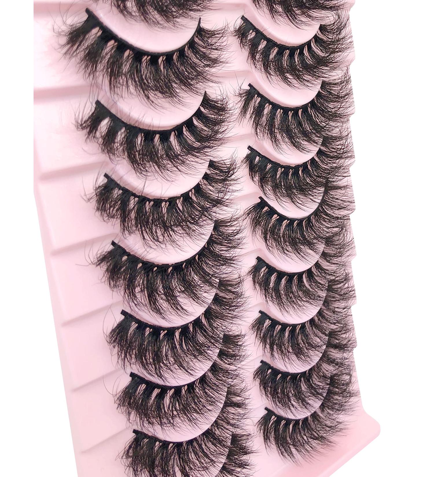 False Eyelashes Faux Mink Fluffy Cat Eye Lashes 3D Dramatic Natural Eyelash Wispy Curly Full Volum 10 Pairs Charming - Buy Online on GoSupps.com