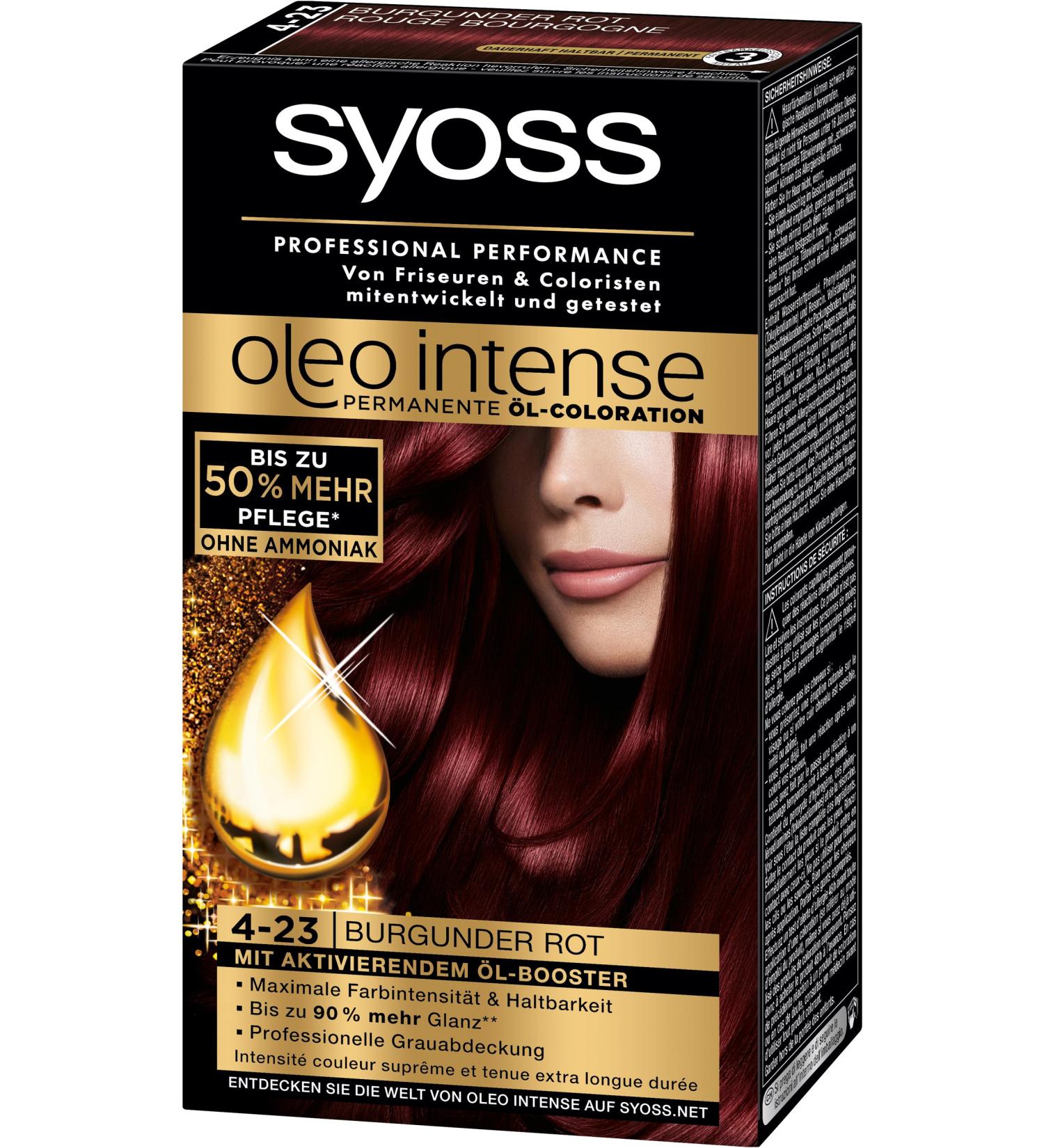 Syoss Oleo Intense Coloration 4-23 Burgundy Red Pack of 3 (3 x 115 ml)