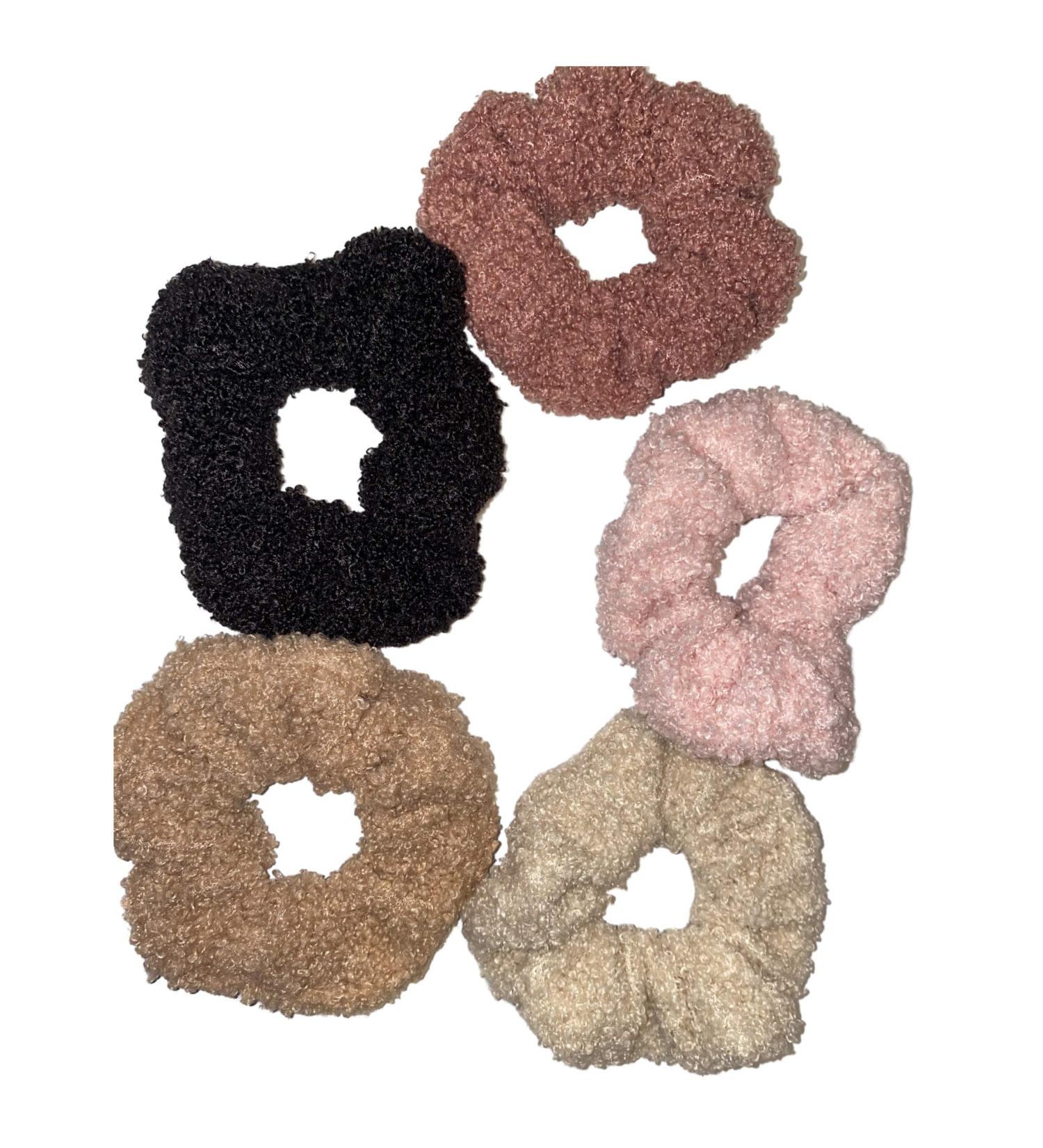 AMMARA 5 Pack Teddy Scrunchies - Premium Sherpa Elastic Hair Bands for Girls & Women (5 Colors) - Buy Online on GoSupps.com