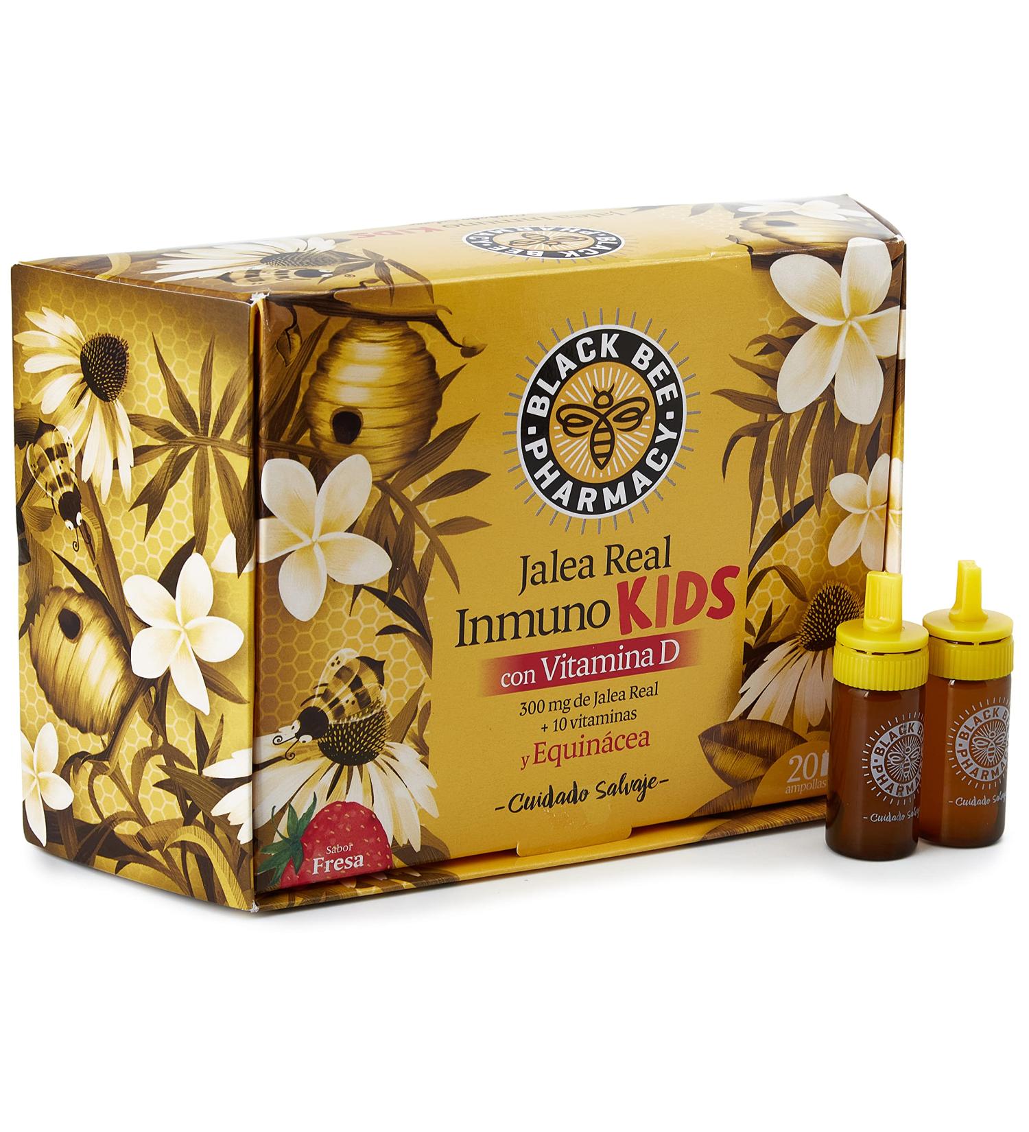 Nutrition and Health Black Bee Immuno Kids Echinacea Food Supplement and 10 Vitamins Strawberry Flavor 20 Ampoules - Buy Online on GoSupps.com