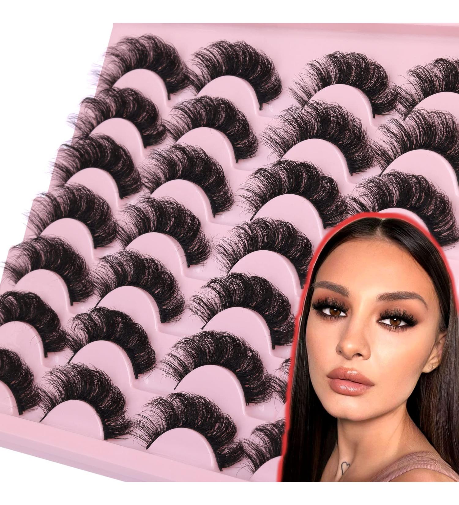 D Curl Fluffy Wispy Mink False Eyelashes - Natural Look Russian Strip Lashes - 14 Pairs (16mm) - Short Fake Eye Lashes for Dramatic Volume - Buy Online on GoSupps.com