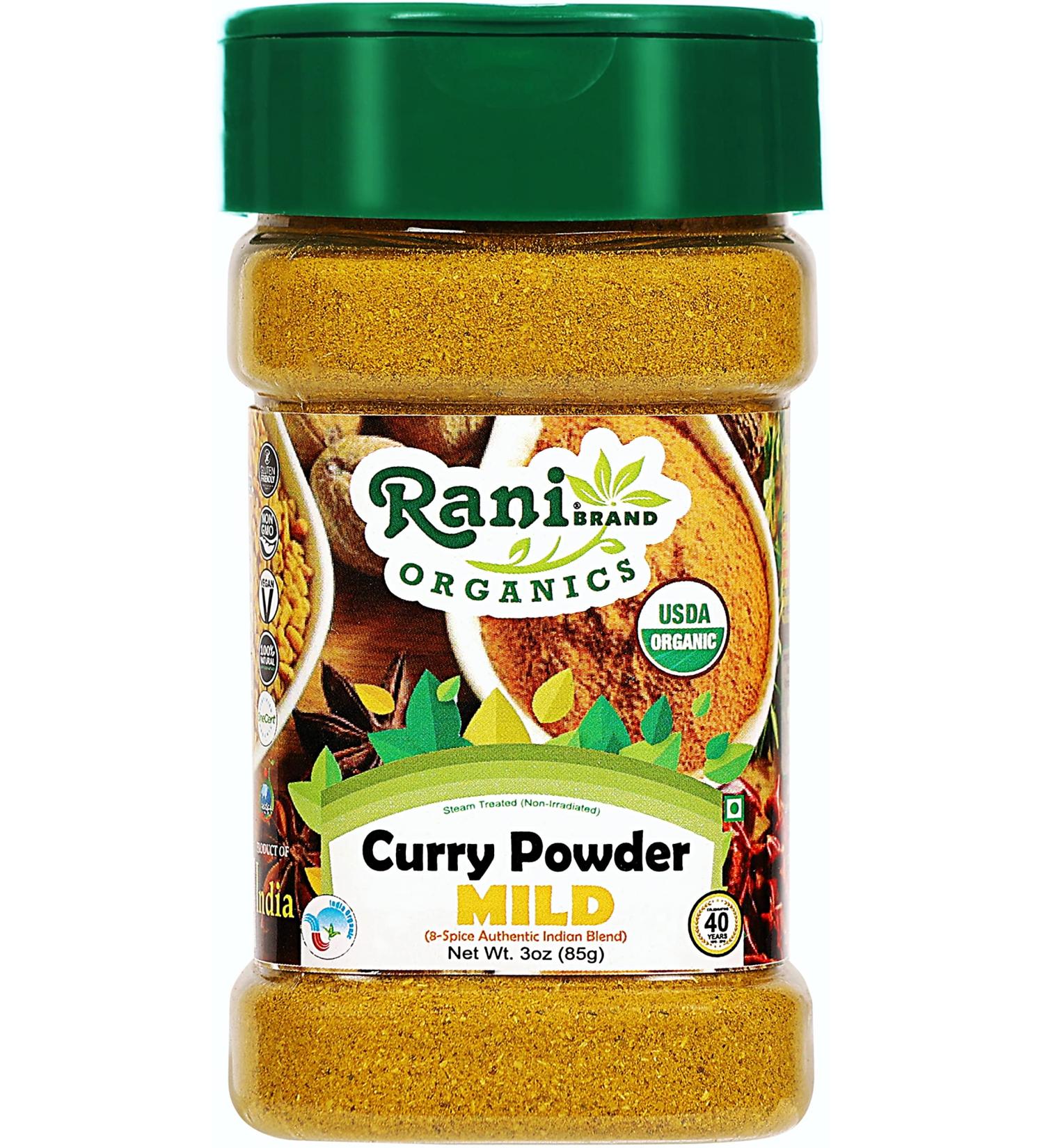 Rani Organic Mild Curry Powder - 3oz PET Jar | Authentic Indian Blend, Vegan & Gluten Friendly | USDA Certified, Non-GMO | Indian Origin Spice Mix - Buy Online on GoSupps.com