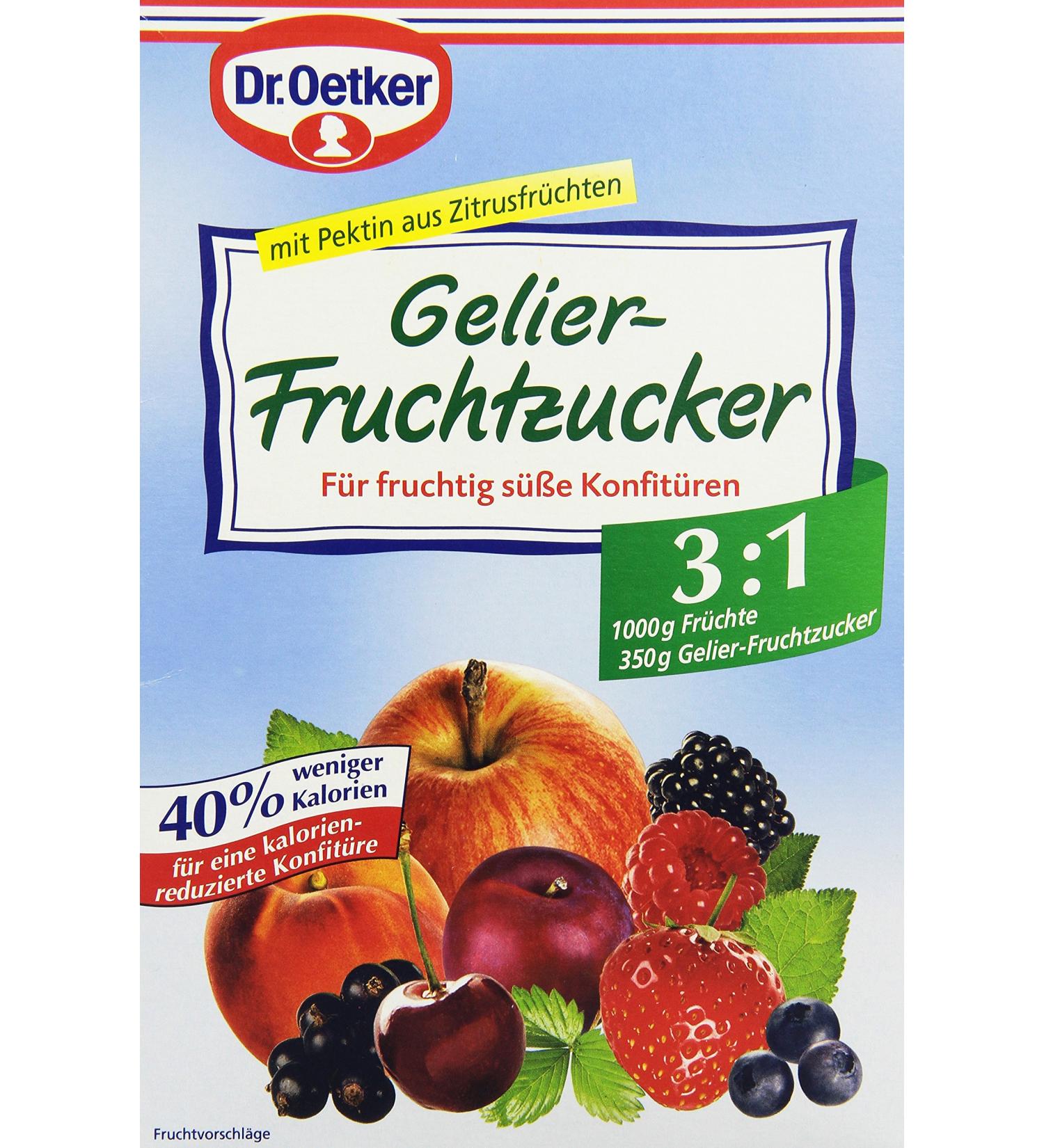 Dr. Oetker Gelier Fruit Sugar 350g - Low-Calorie Jam & Jelly Maker Vegan & Sweetened - Perfect for Fruity Delights! - Buy Online on GoSupps.com