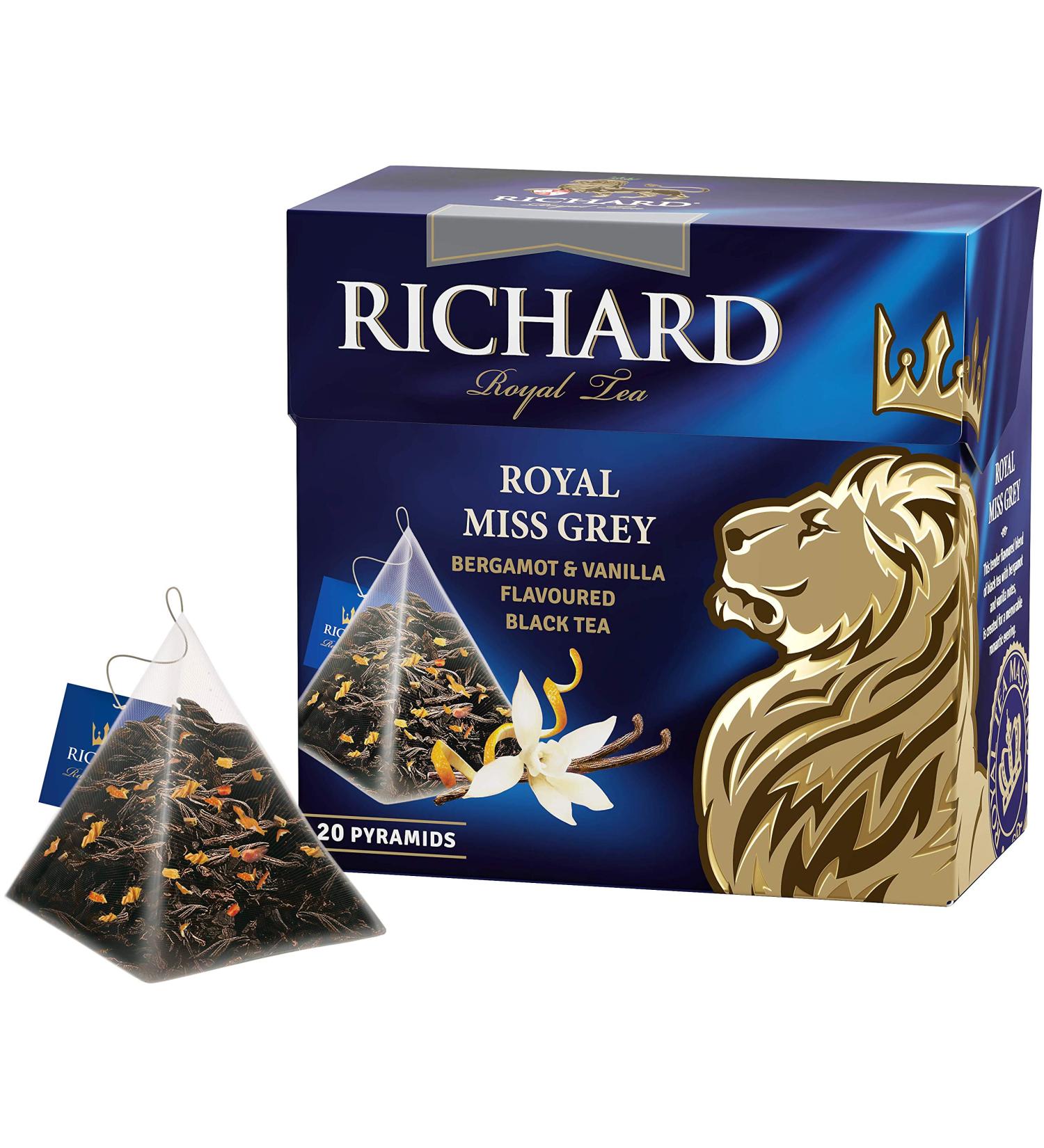 RICHARD TEA ROYAL MISS GREY TH NOIR AROMATIS BERGAMOTE & VANILLE 20 PYRAMIDES - Buy Online on GoSupps.com