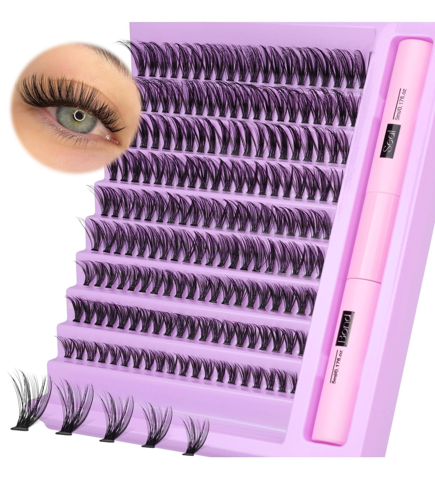 ALICE D13 Lash Clusters Kit: DIY Eyelash Extension Fluffy Cluster Lashes, D Curl, 8-16MM, Strong Hold Natural Look - Buy Online on GoSupps.com