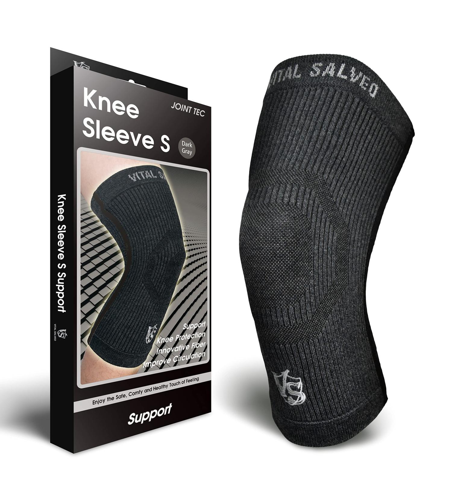 Vital Salveo Knee Compression Sleeve - Unisex Pain Relief Brace for Swelling & Recovery | Ideal for Running Basketball & Gym Workout (Dark Grey XXXL - Buy Online on GoSupps.com