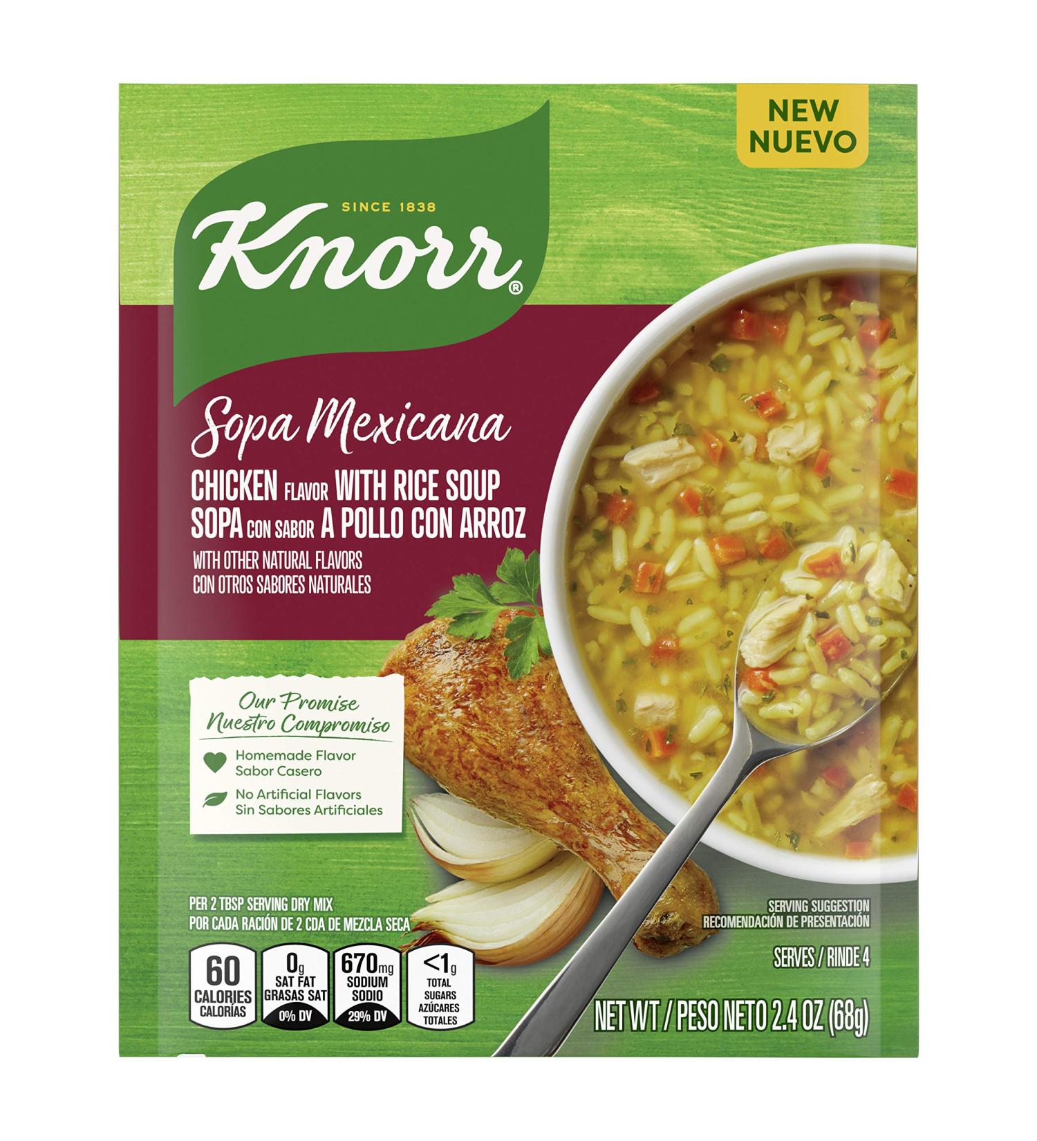 Knorr Sopa Mexicana/Dry Soup Mix - Chicken with Rice Flavor | No Artificial Flavors | 2.4 OZ 12 Count - Buy Online on GoSupps.com