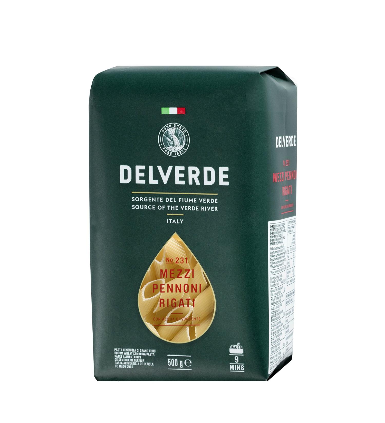 DELVERDE Mezzi Pennoni Rigati 500 g - Pack of 10
