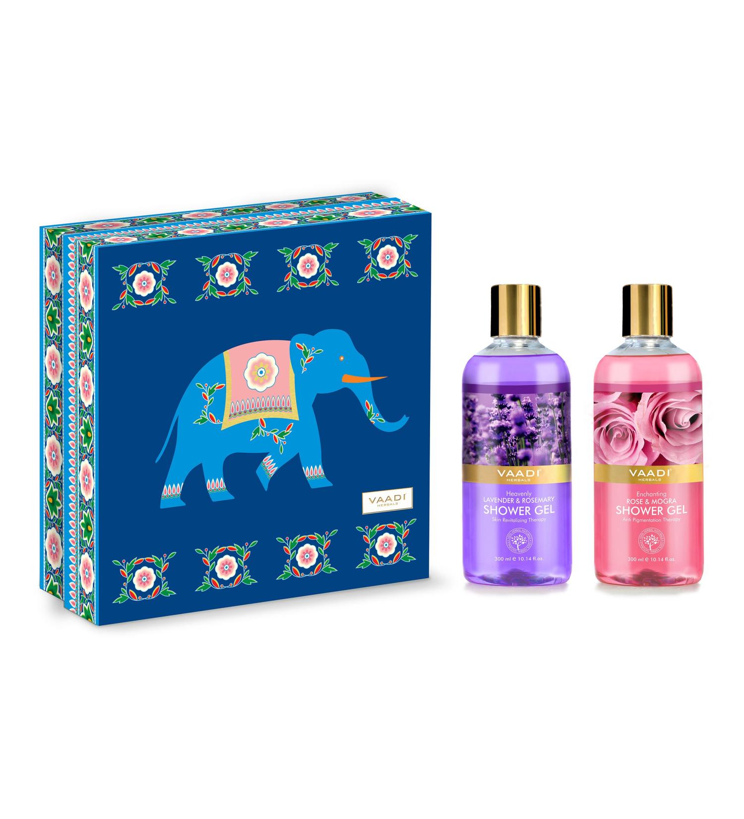 Vaadi Herbals Shower Gel Gift Set - Sulfate-Free Herbal Body Wash - Exotic Floral Gift Box (2 x 10.14 Fl.Oz) - Perfect for All Skin Types - Buy Online on GoSupps.com