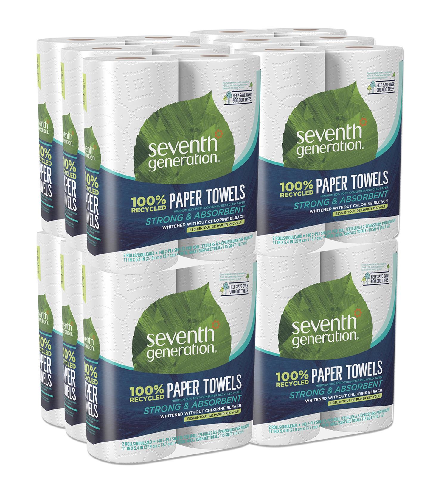 Seventh Generation Paper Towels  100% Recycled Paper  2-ply  2-Count (Pack of 12) - Buy Online on GoSupps.com