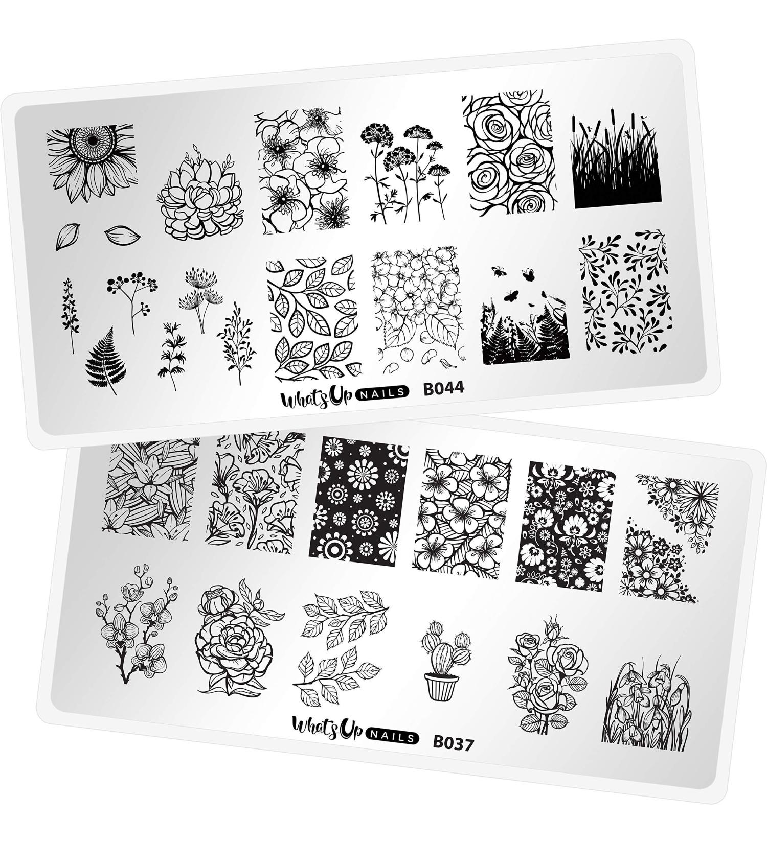 Whats Up Nails Blossoming Stamping Plates 2 pack (B037 B044) for Nail Art Design - Buy Online on GoSupps.com