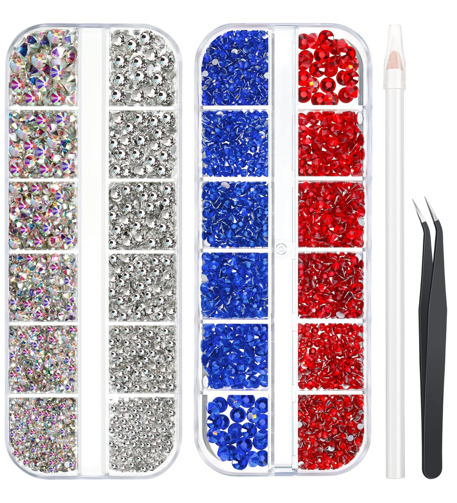 4488 Pcs Nail Art Rhinestones - Crystal Flatback Gems with Tweezers | DIY Decoration for Nails, Clothes, Shoes & Bags - Buy Online on GoSupps.com