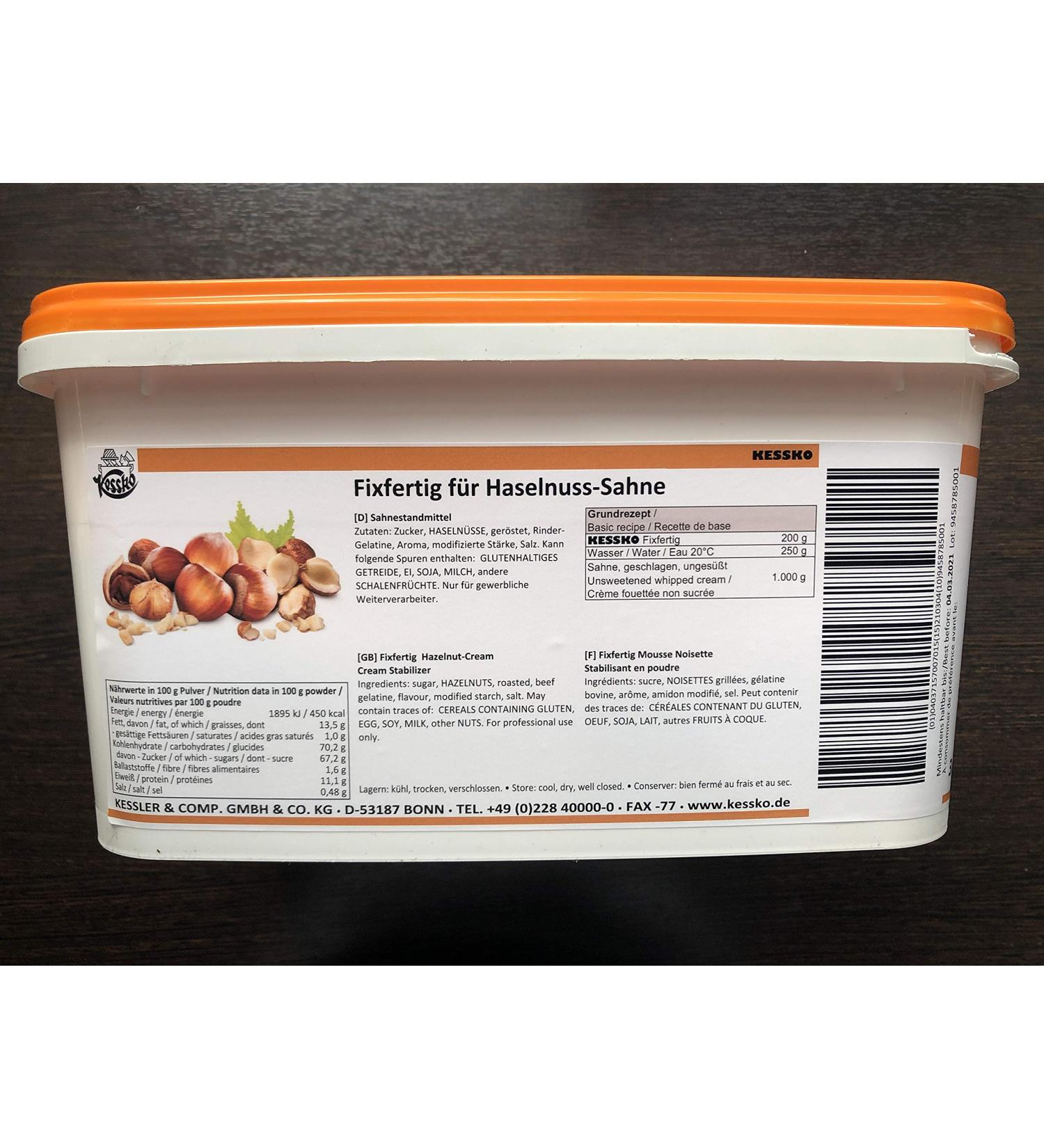 Hazelnut Kessko cream stock 900 g cream stand cream stiffener cream 0.9 kg (hazelnut)