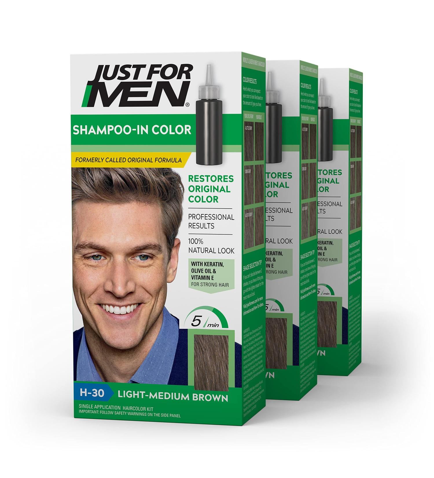 Just For Men Shampoo-In Color - Light-Medium Brown H-30 | Pack of 3 - Buy Online on GoSupps.com
