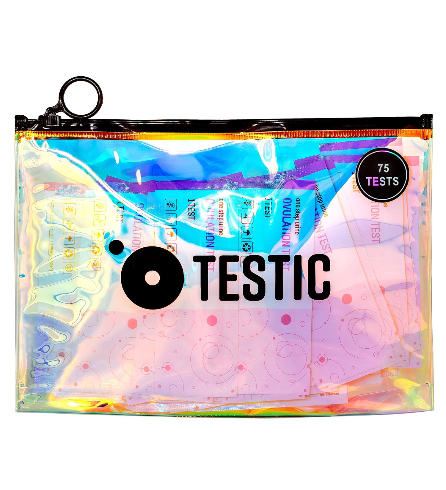 Testic 75 Ovulation LH Test Strips Predictor Kit with Cosmetic Bag - Buy Online on GoSupps.com