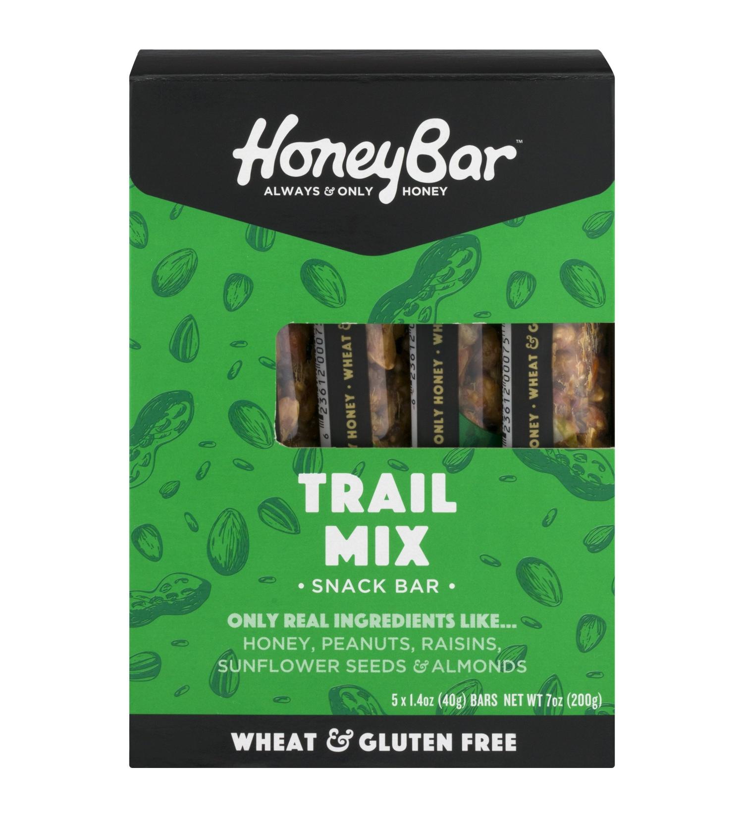 HoneyBar Snack Bar Trail Mix - Gluten-Free, Non-GMO, Vegetarian - 1.4 oz Bar, 5 Count Pack - Buy Online on GoSupps.com