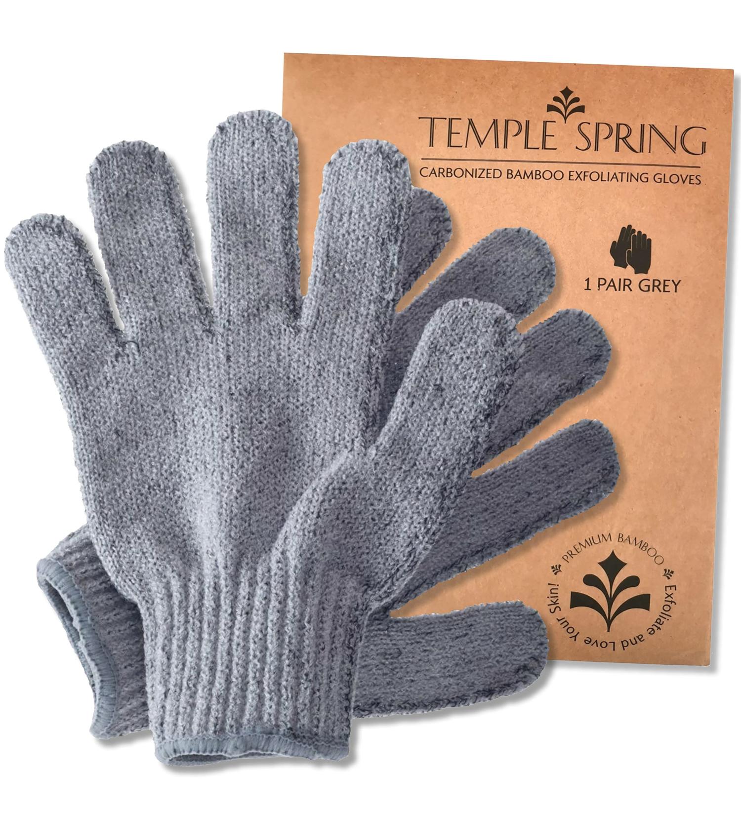 Natural Grey Exfoliating Gloves - Bamboo Exfoliator Mitt for Body Scrub and Ingrown Hair Removal - Buy Online on GoSupps.com