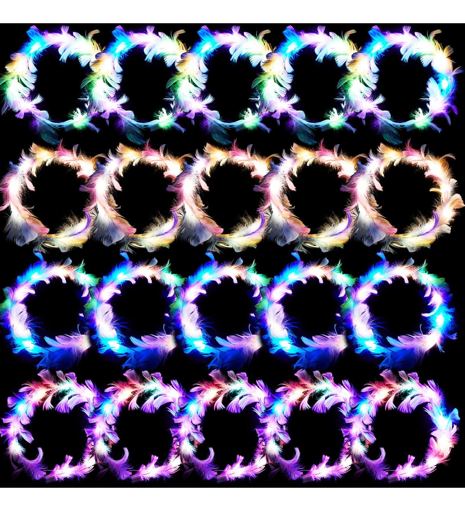 Feather Crown Headband with LED Lights - Adjustable Luminous Festival Hair Accessory for Women and Girls - Buy Online on GoSupps.com