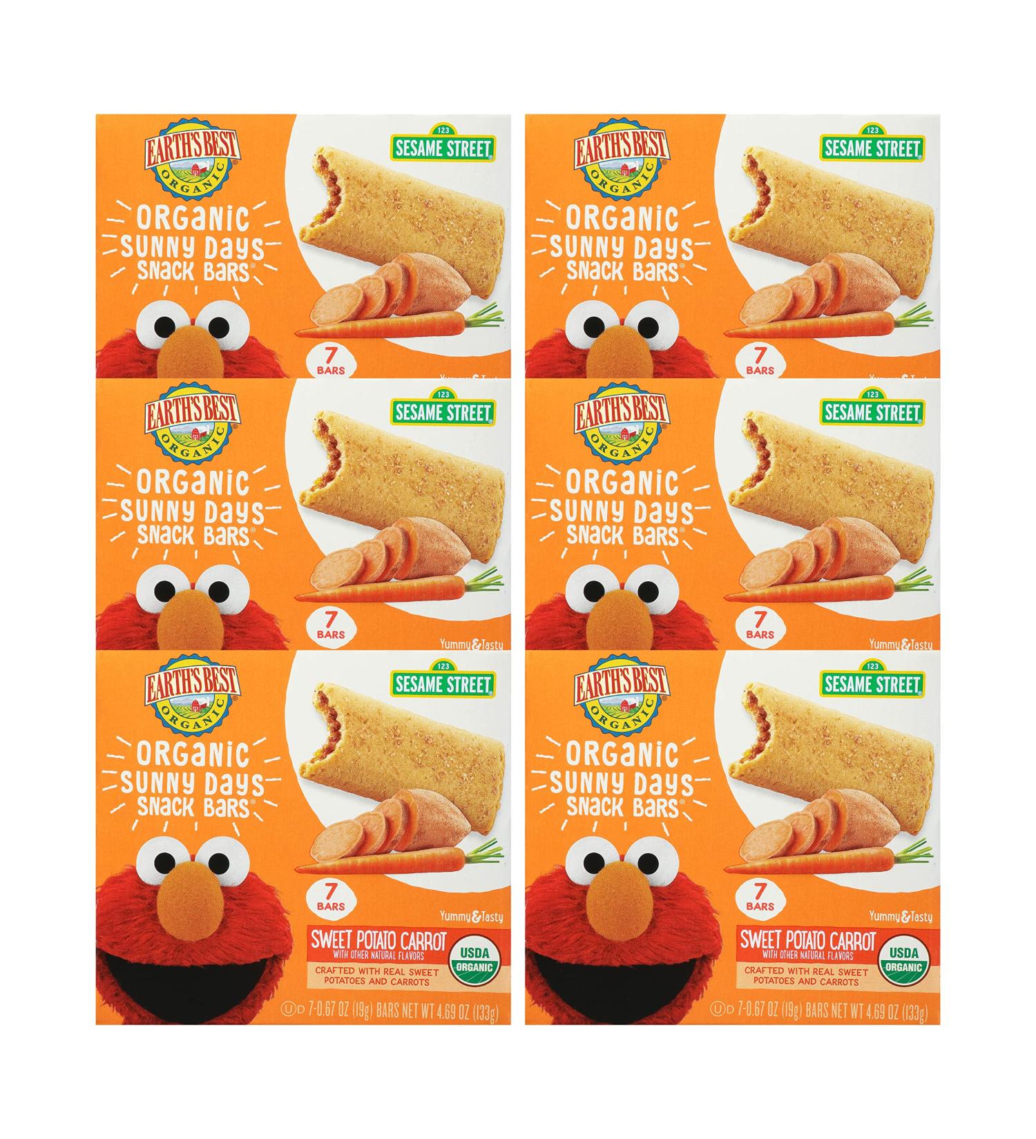 Earth's Best Organic Sesame Street Toddler Snacks - Sweet Potato Carrot 7 Bars (Pack of 6) - Buy Online on GoSupps.com