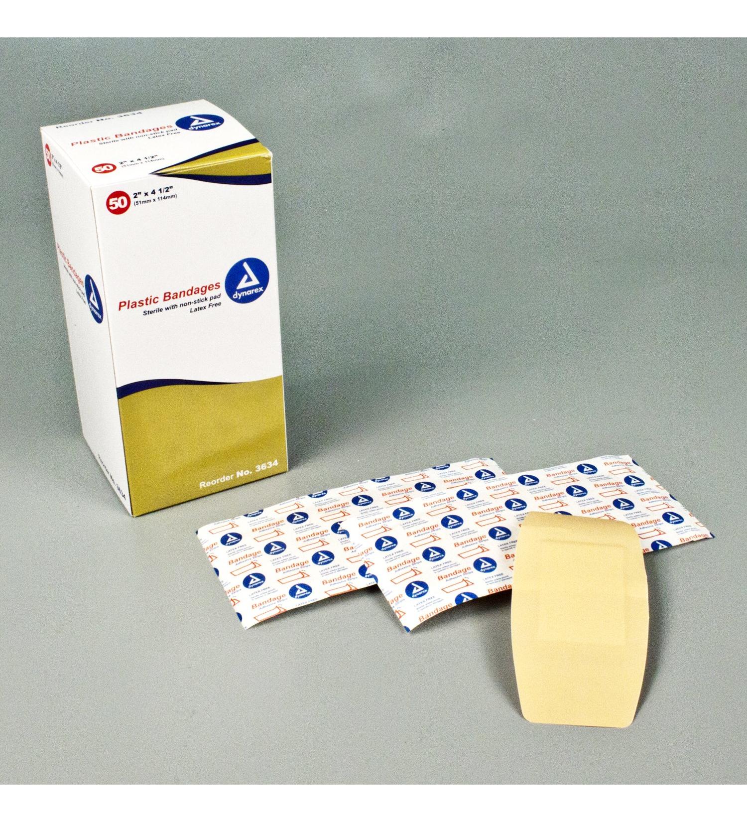 Sheer Adhesive Bandage Plastic 2" x 4.5" XL Sterile 50/Box