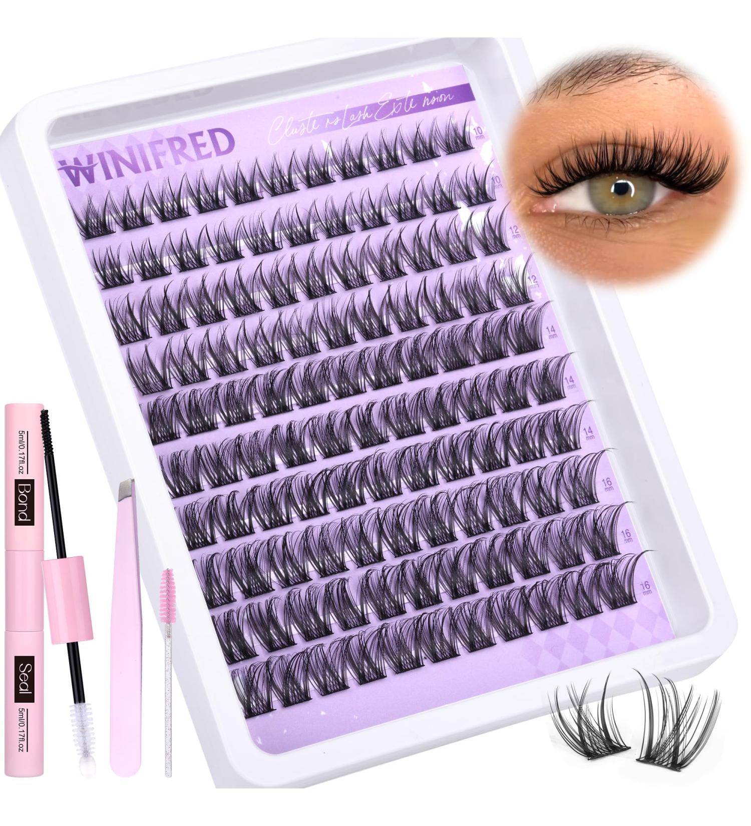 Buy Wispy Lash Clusters Kit | Natural C Curl Eyelash Extensions - 16mm with Bond & Seal - Winifred - Buy Online on GoSupps.com