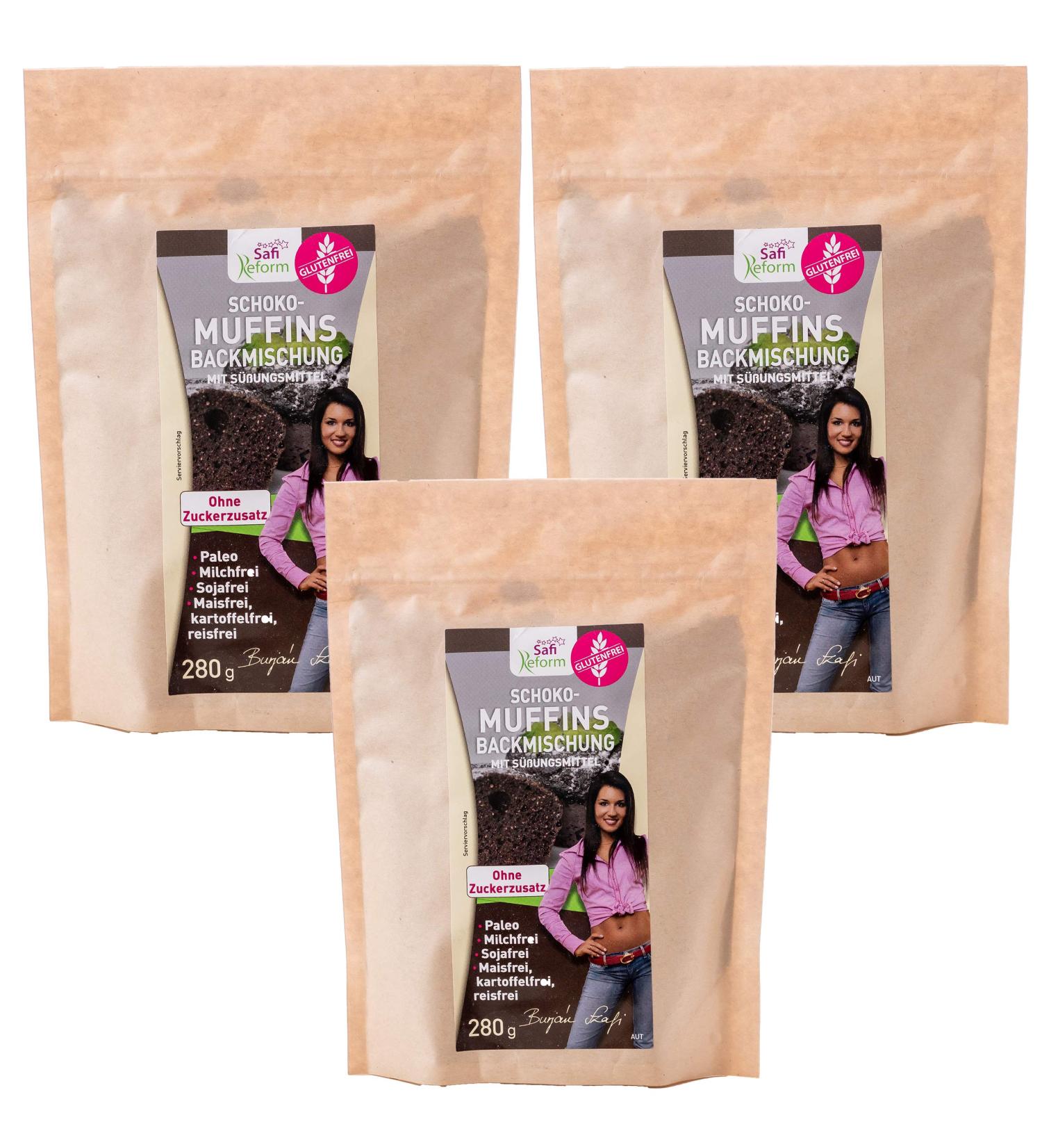 Three-Pack Healthy Chocolate Muffin & Cake Mix | Gluten-Free Lactose-Free Paleo | Szafi Reform | 3x280g | No Preservatives or Dyes - Buy Online on GoSupps.com
