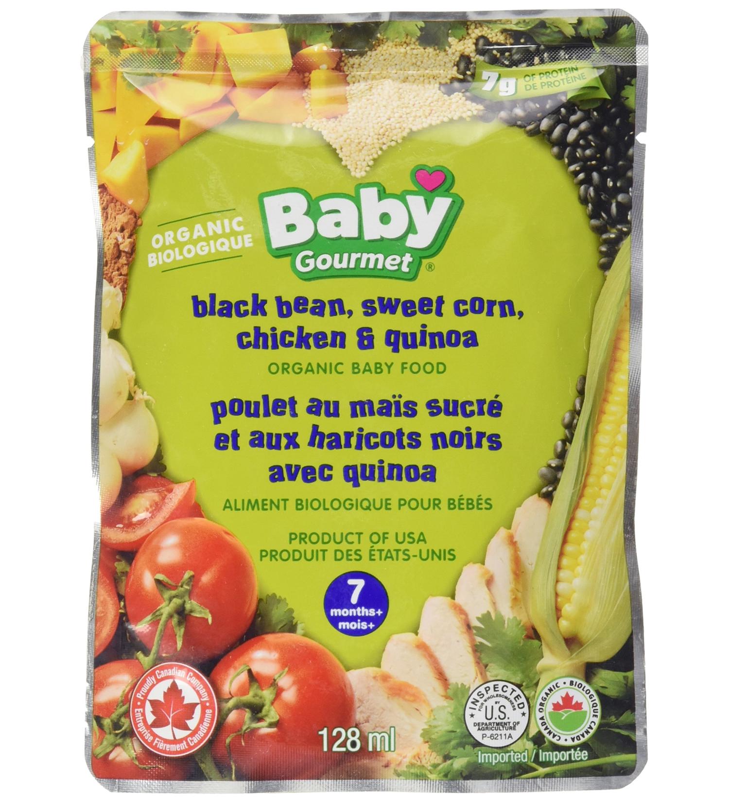 Baby Gourmet Organic Meals - Black Bean Chicken & Quinoa - Non-GMO BPA-Free No Added Sugar Or Salt No Fillers Or Thickeners 128ml - 16 Pack Chicken & Black Bean