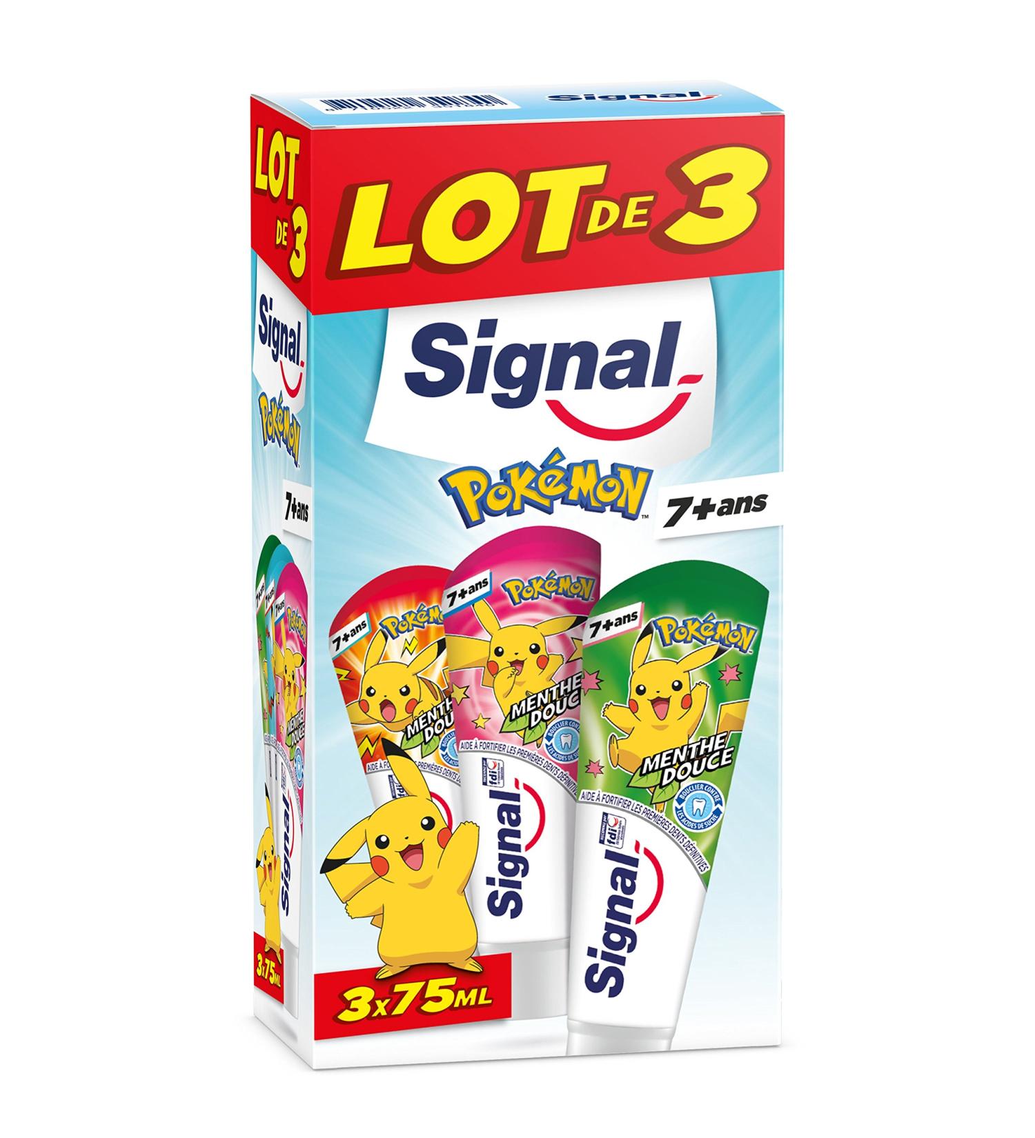 Signal Set of 3 Toothpastes Junior 7+ years Pokemon Mint 75 ml