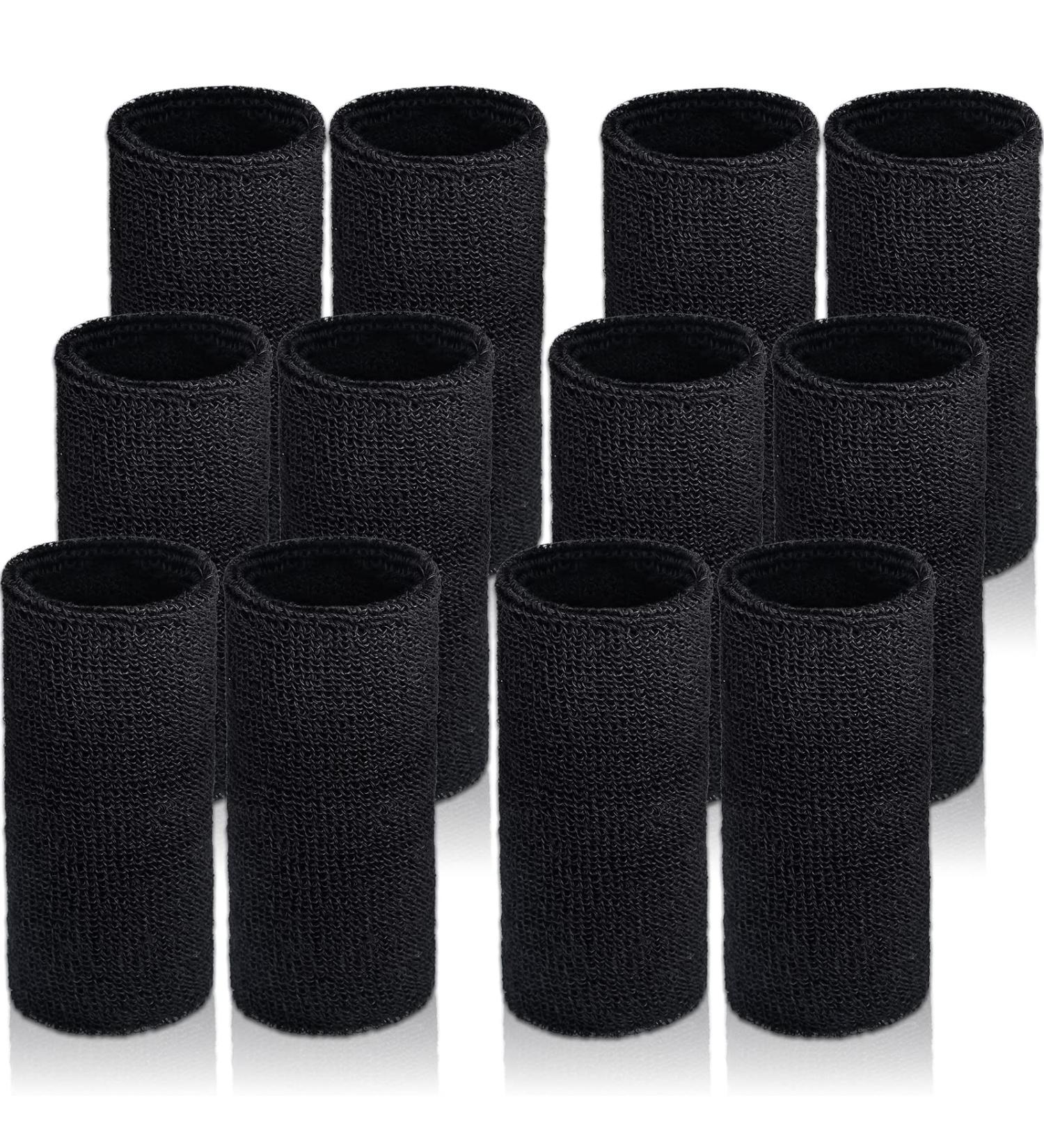 6 Pairs 6 Inch Black Wrist Sweatbands - Absorbent Sports Wristbands for Men Women - Ideal for Tennis, Football, Basketball, Running - Elastic Armband for Athletic Workouts - Buy Online on GoSupps.com