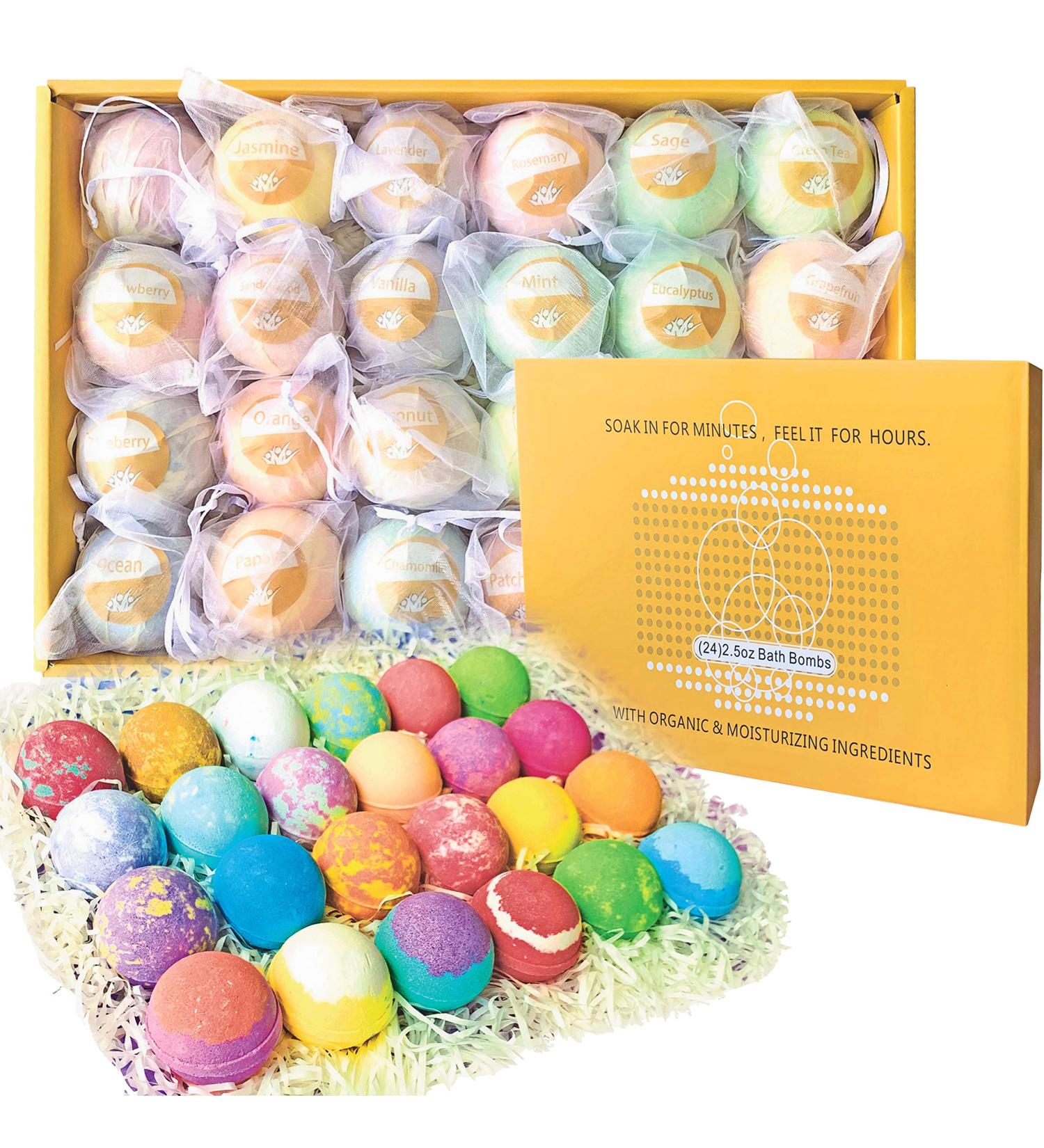 Party Favors for Women- Bath Bombs Gift Set. 24 Individually Wrapped Bath Bombs Fizzers in Drawstring Bags. Dry Skin Moisturize Bathbombs. Bulk Gifts for Women Party Favors & Wedding Favors! - Buy Online on GoSupps.com