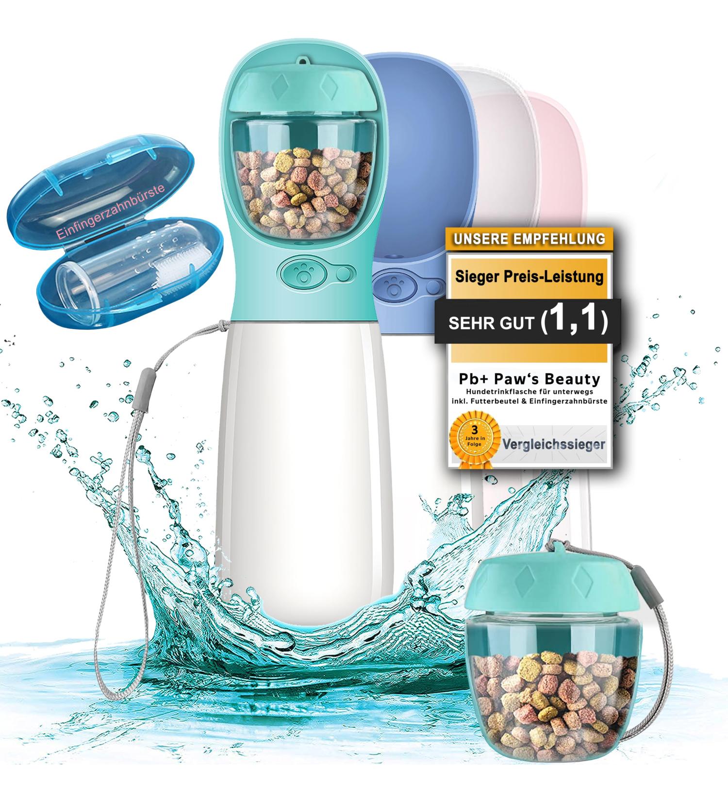 NEW 3 Series Gift Set: 550ml Leak-Proof Dog Drinking Bottle with Feed Container & Toothbrush - Premium Travel Solution for Pets - Buy Online on GoSupps.com