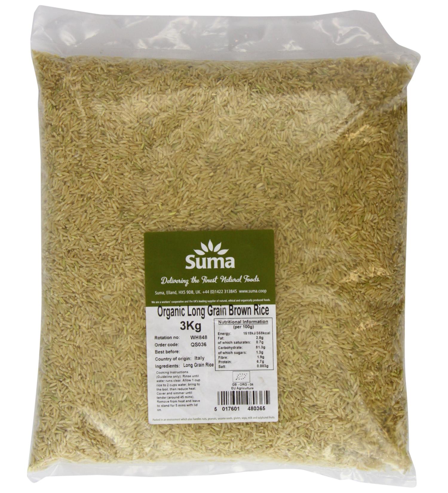 Suma Organic Long Grain Brown Rice 3 kg - Buy Online on GoSupps.com