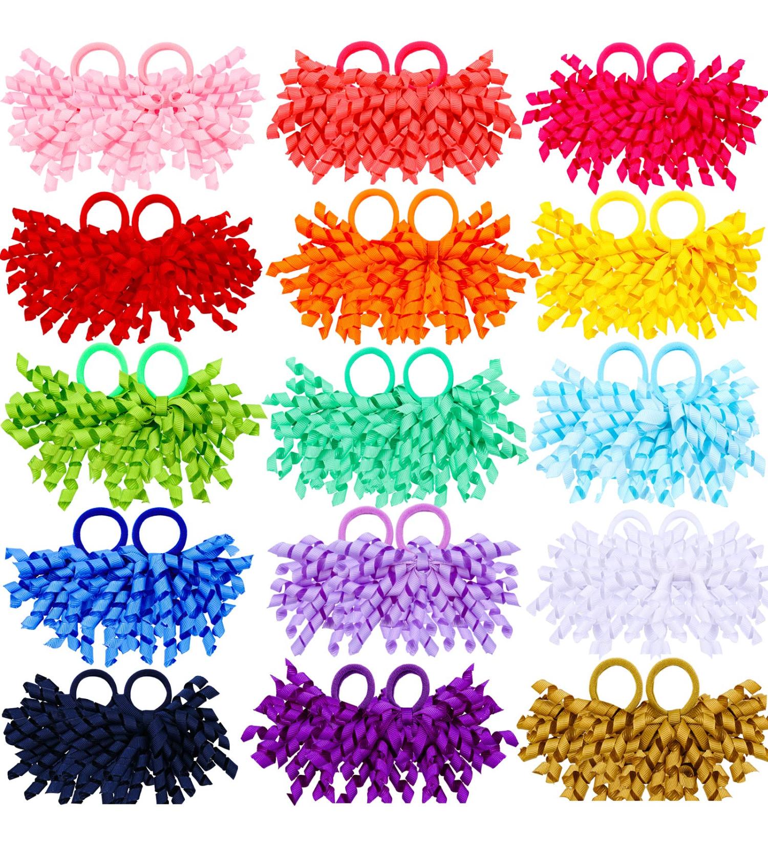 30 Pcs Boutique Baby Girls Artsy Style Bow Hair Ties - Elastic Colored Hair Bands for Toddlers Kids - Buy Online on GoSupps.com