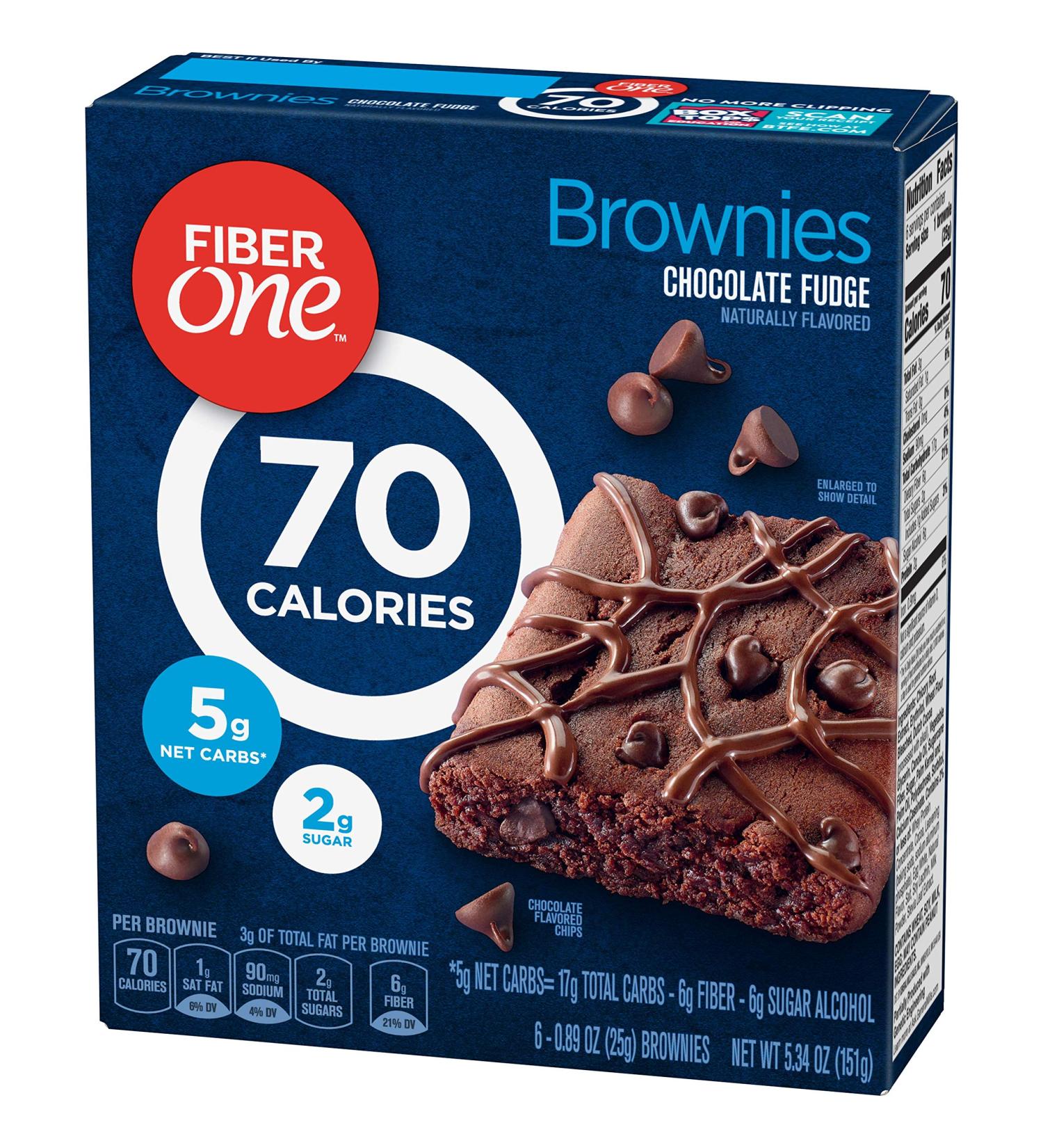 Fiber One 70 Calorie Chocolate Fudge Brownies Snack Bars - 6 ct Pack - Buy Online on GoSupps.com