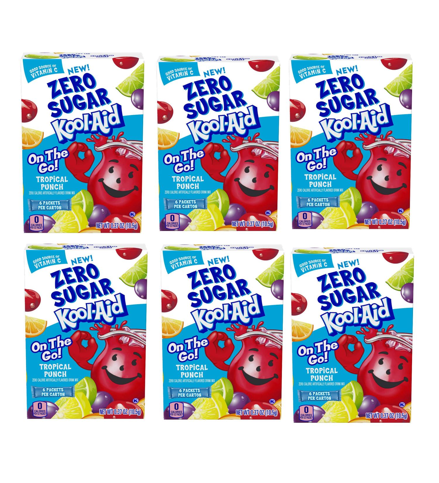 Kool-Aid - Sugar Free on The Go (Tropical Punch) Powdered Soft Drink ( 6 Boxes ) - Buy Online on GoSupps.com