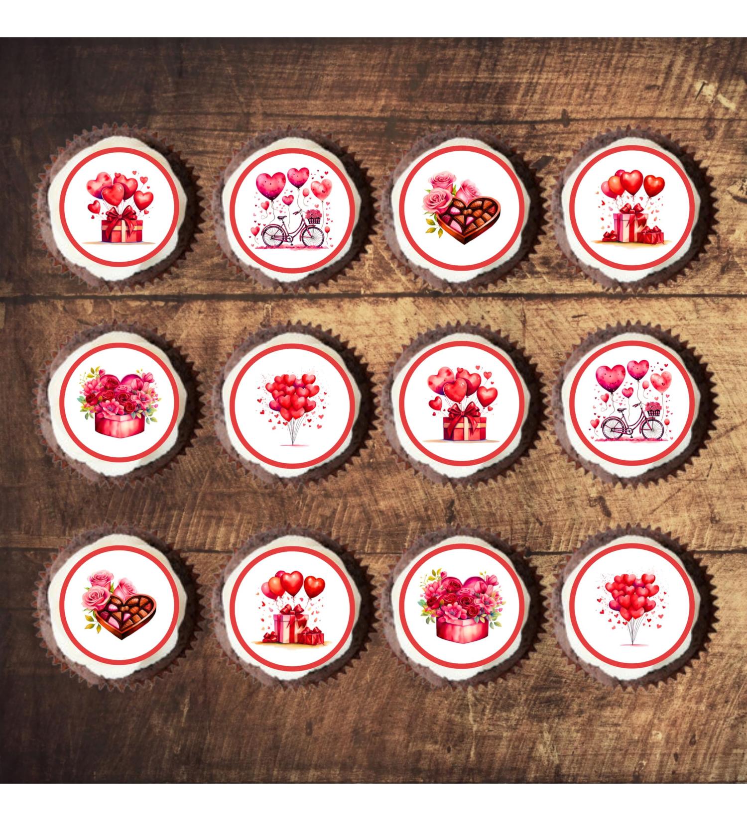 PRECUT Red Valentines Day Mini Cupcake Toppers Love You Edible Cake Topper Edible Valentine Cake Decorations Proposal Decorations Engagement Cake Decoration Cute Anniversary Cake Toppers (24) - Buy Online on GoSupps.com