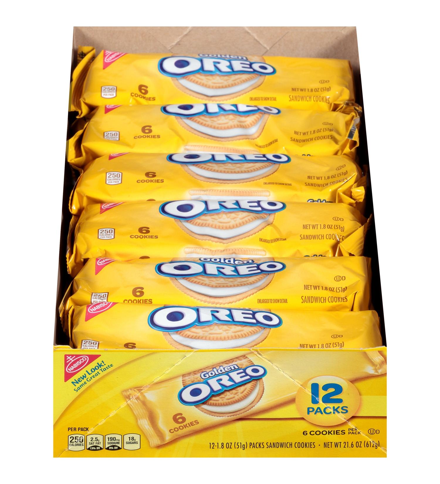 Oreo Golden Sandwich Cookies - Snack Packs, 12 Count Tray, 21.6oz - Pack of 12 - Buy Online on GoSupps.com