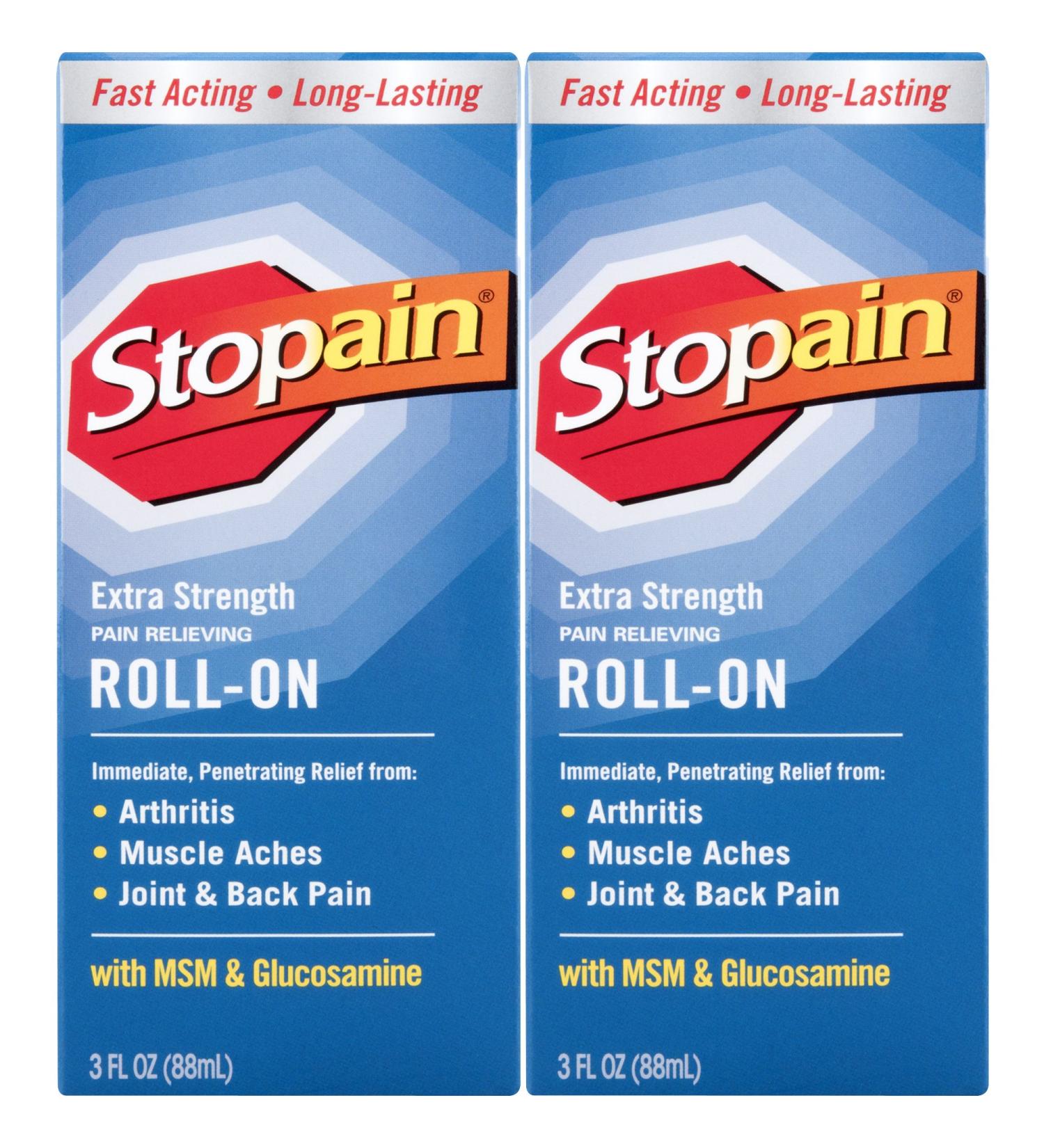 Stopain Extra Strength Pain Relief Roll-On 3oz (2 Pack) - Fast Acting Relief - Buy Online on GoSupps.com