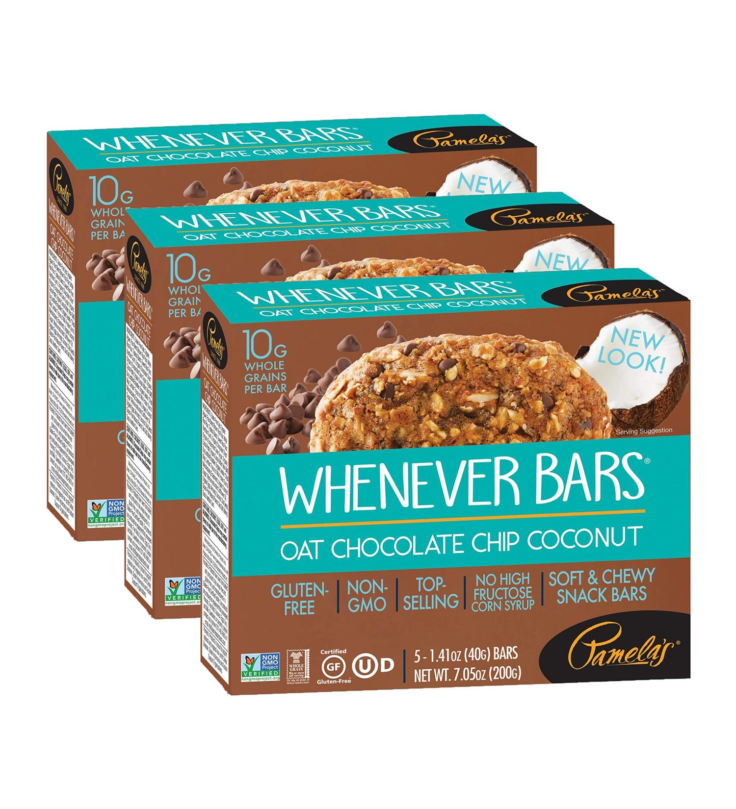 Pamela's Products Gluten Free Whenever Bars - Oat Choc Chip Coconut | Pack of 3 - Buy Online on GoSupps.com