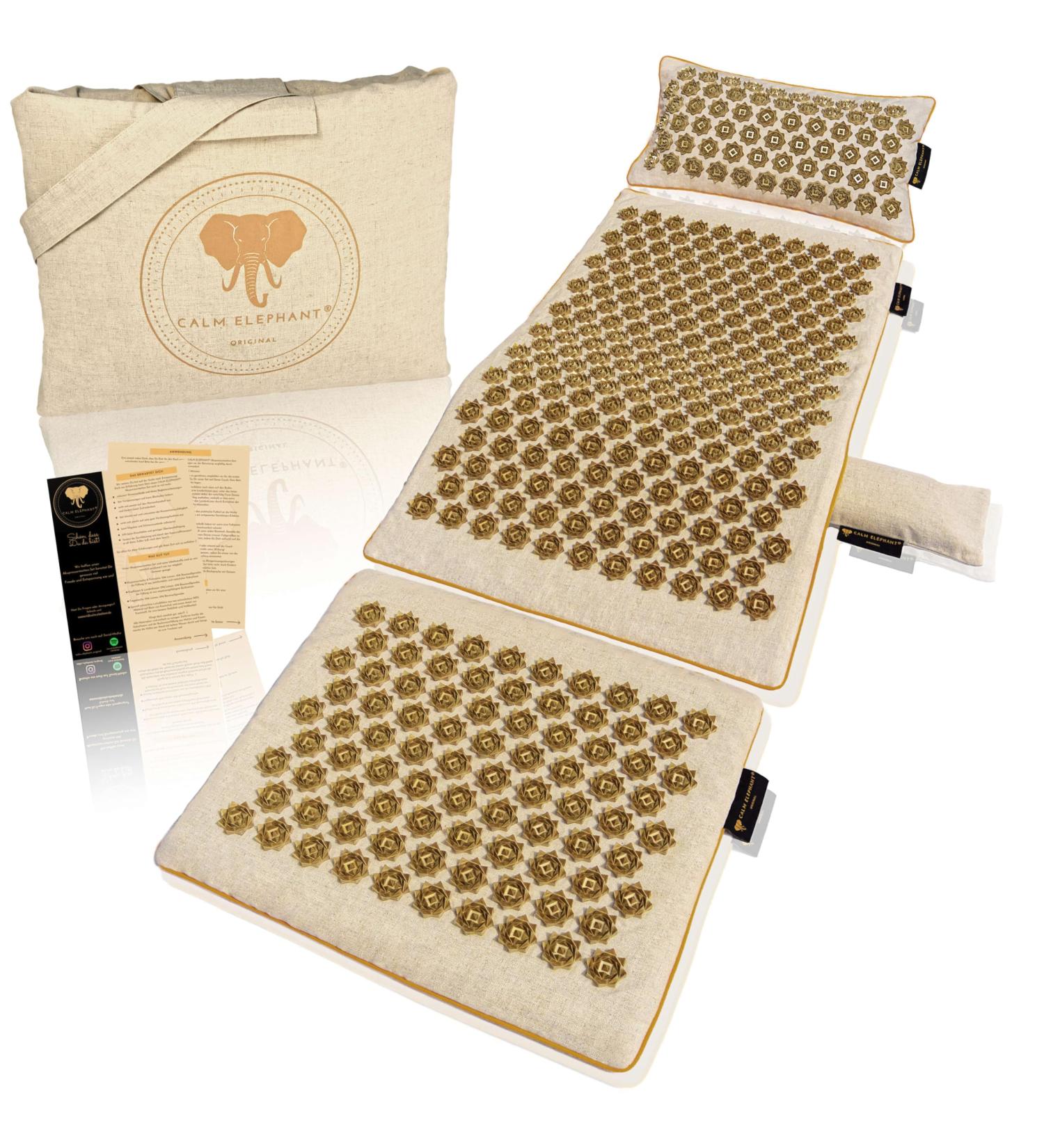Calm Elephant Original Premium AkuPressurmatte XL Set - Acupuncture Mat Loin Pillow & Foot Fakirmatte for Ultimate Relaxation & Tension Relief - Buy Online on GoSupps.com