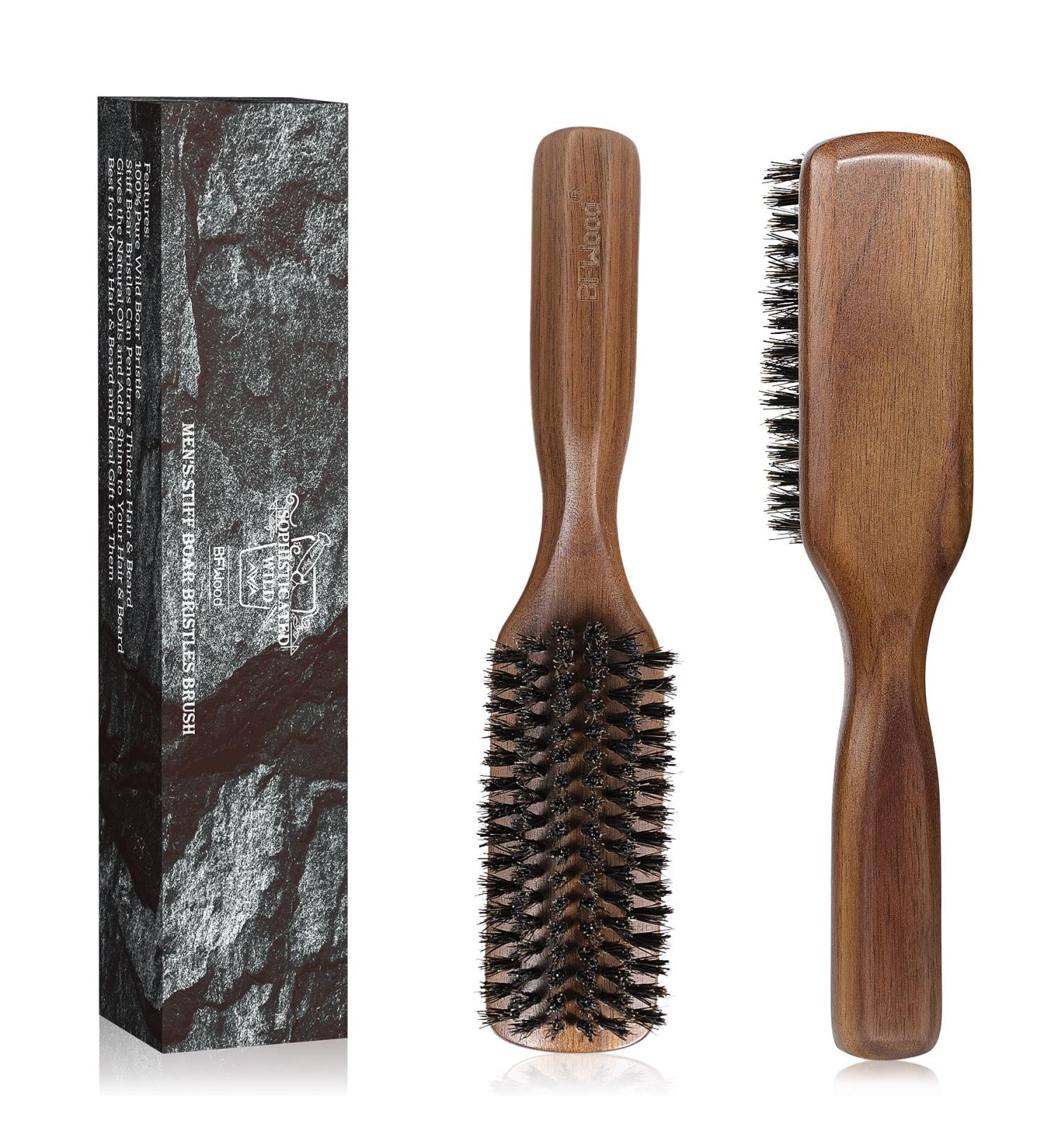 BFWood Men's Boar Bristle Hair Brush - Pure Wild Bristles for Detangling & Styling - Buy Online on GoSupps.com