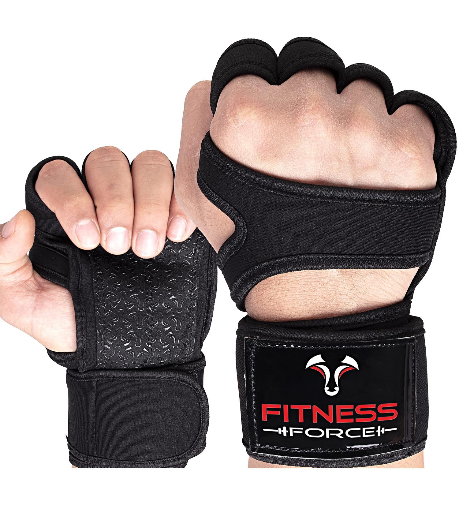 Fitness Force Ventilated Gym Gloves with Wrist Support for Men & Women - Ideal for Workouts, Weightlifting, Powerlifting - Large Black - Buy Online on GoSupps.com