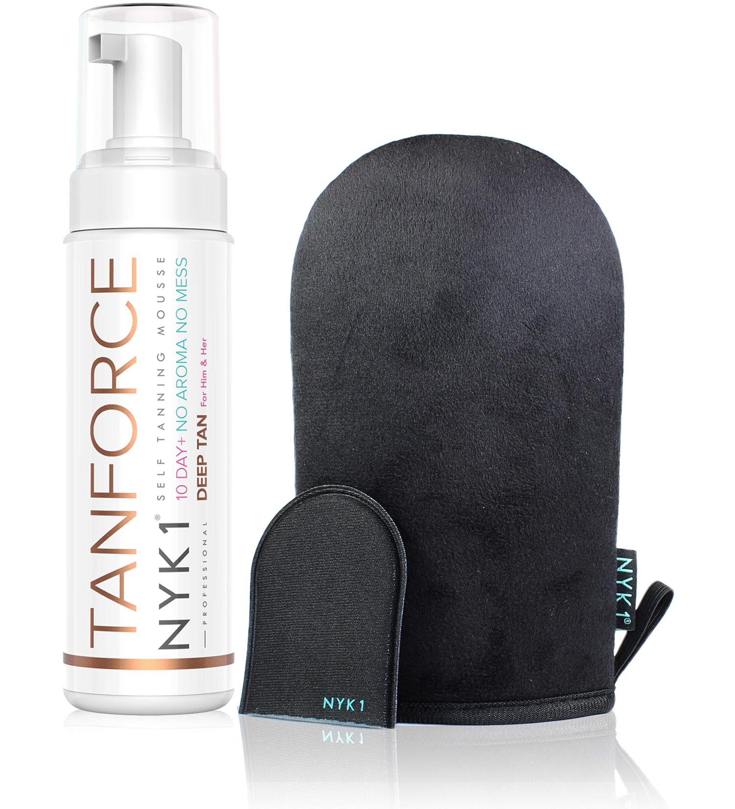 Buy Award-Winning Tan Force Self-Tanner (250ml) - Dark Golden Tan with Mega Mitt - Long-Lasting Natural Body & Facial Tanner - International Shipping Available - Buy Online on GoSupps.com