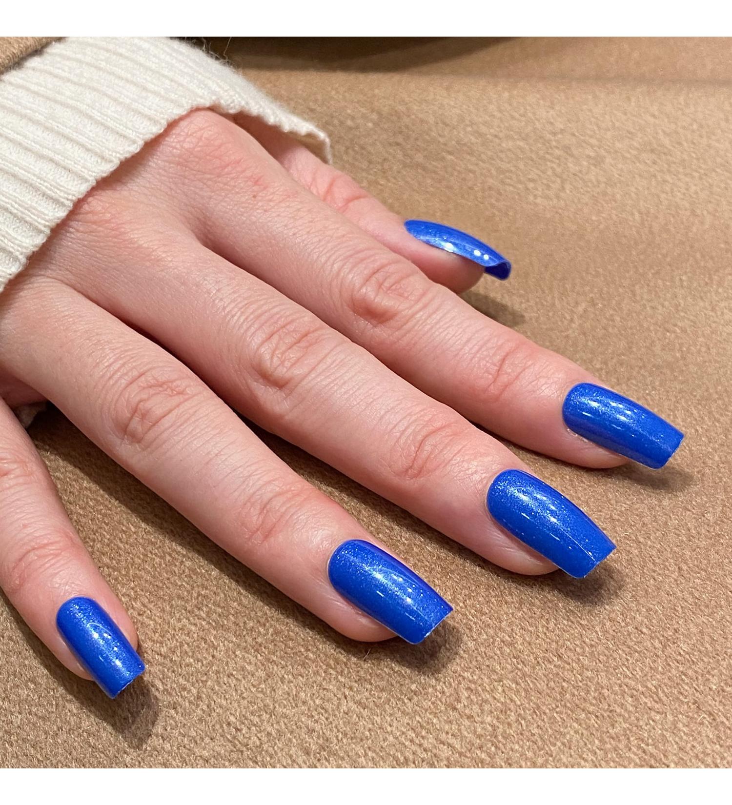 Buy Novo Ovo Blue Holographic Angular Press-On Nails - Small Artificial Fingernails with Glue for Easy Application | International Shipping Available - Buy Online on GoSupps.com