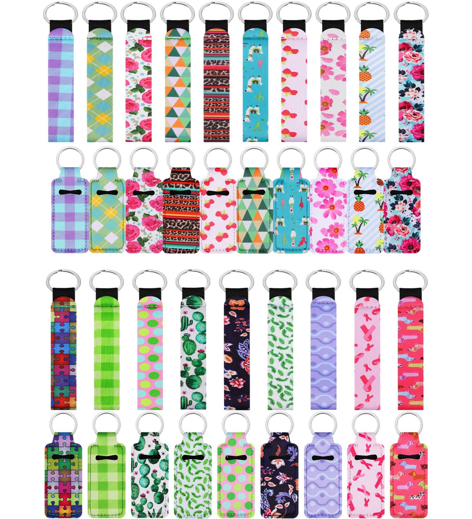 40-Piece Neoprene Chapstick Holder Keychains - Vibrant Lip Balm Pouch Lanyards for Women - Buy Online on GoSupps.com