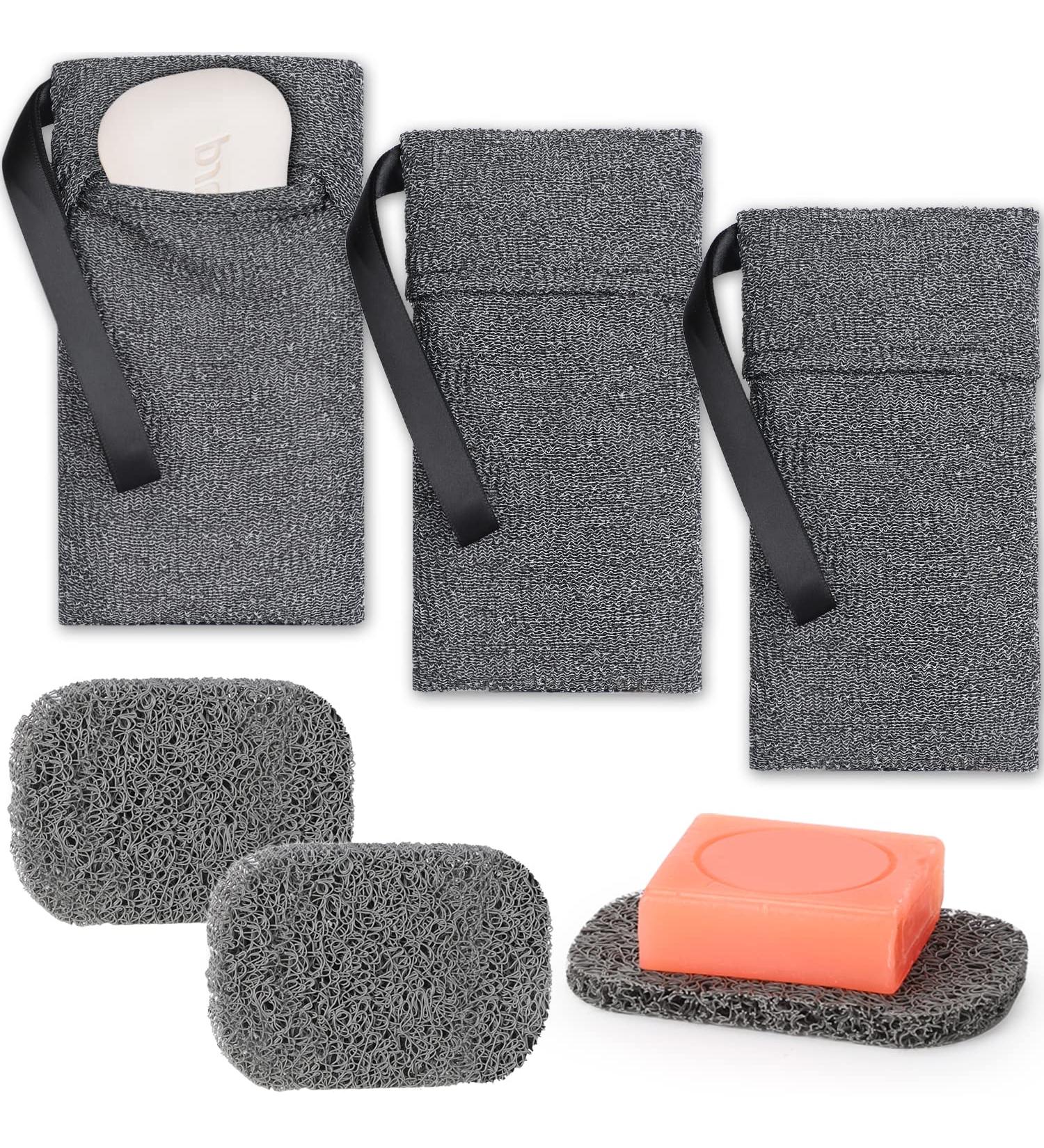 3 Pack Soap Saver Bags and Pads Set - Exfoliating Soap Pouch and Body Scrubber for Men and Women - Bath and Shower Sponge - Large Bar Soap Holder - Buy Online on GoSupps.com