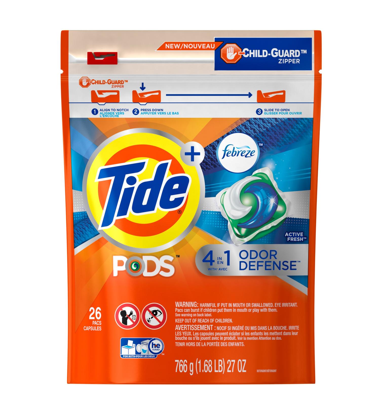 Tide PODS Plus Febreze Sport Odor Defense Laundry Detergent Pacs - Active Fresh Scent - 26 Count Pack - Buy Online on GoSupps.com