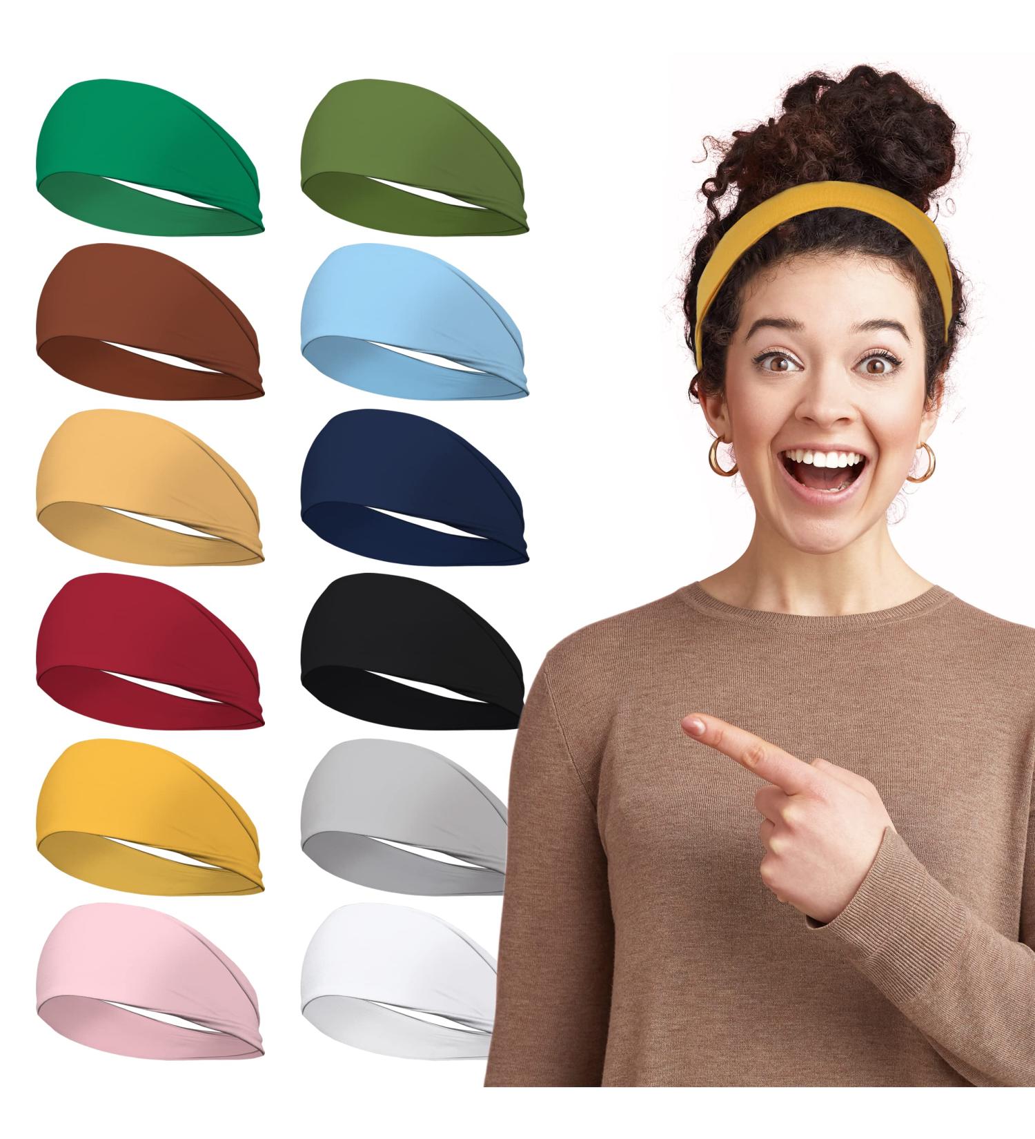LOTUS78 12 Pack Women's Elastic Headbands - Non Slip Sweat Hair Wraps for Yoga, Workout, Running & Sports (Feel Icon) - Buy Online on GoSupps.com